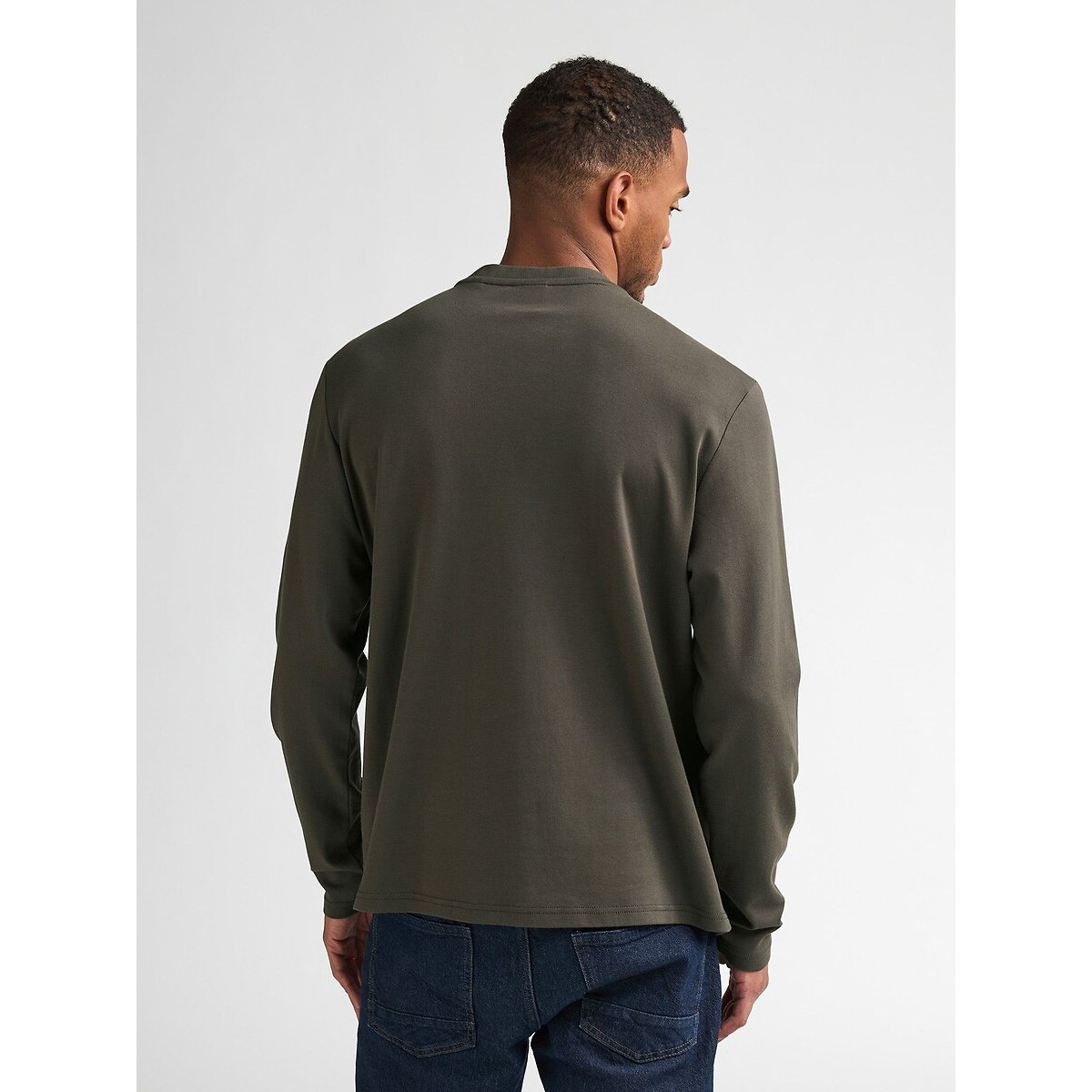 Camiseta de manga larga, cuello redondo gris verde, PETROL INDUSTRIES