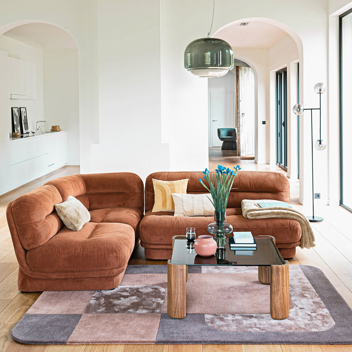 Angle modulable en velours côtelé, Jonas ecureuil, LA REDOUTE INTERIEURS
