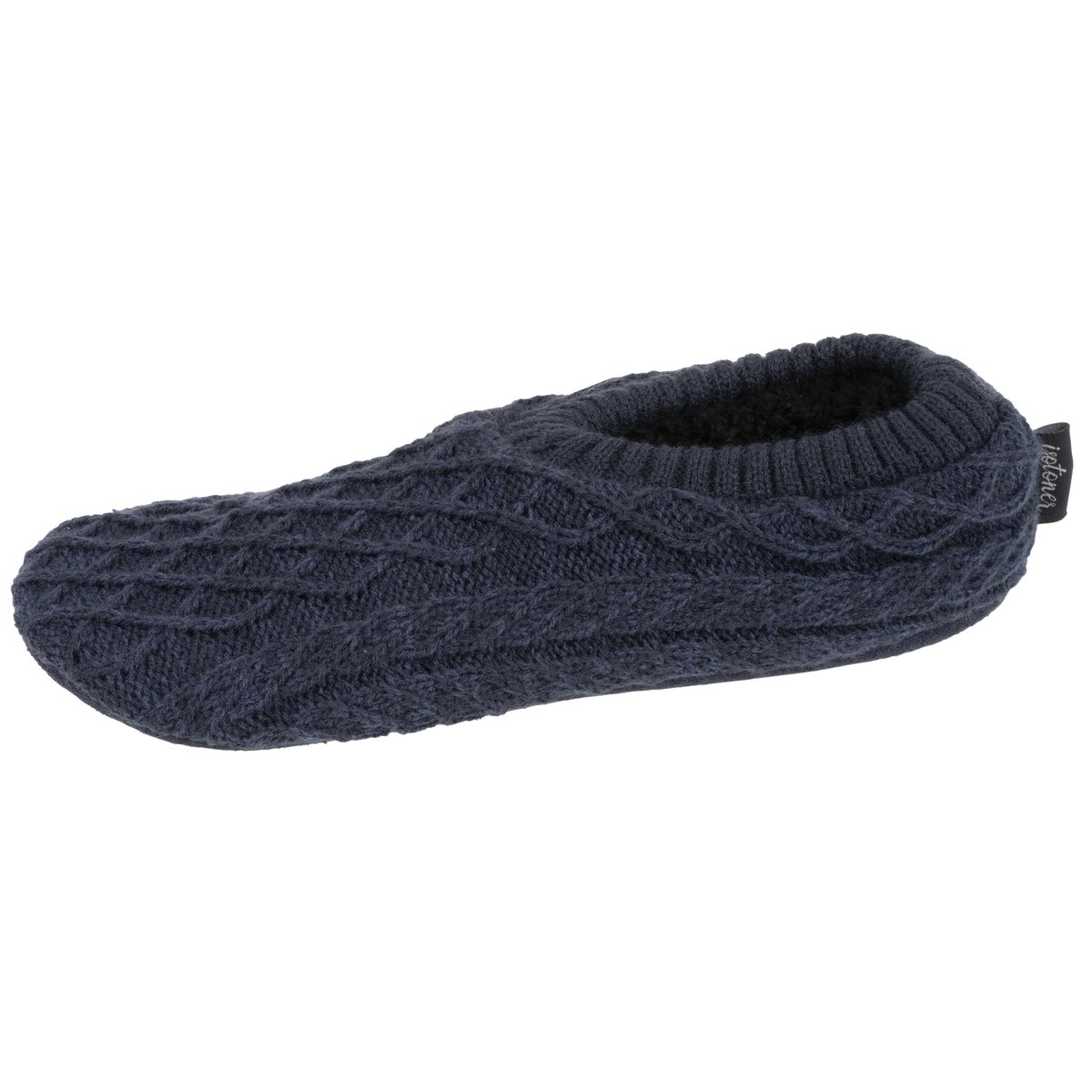 Chaussettes d'intérieur maille torsadée, picots antidérapants bleu, ISOTONER