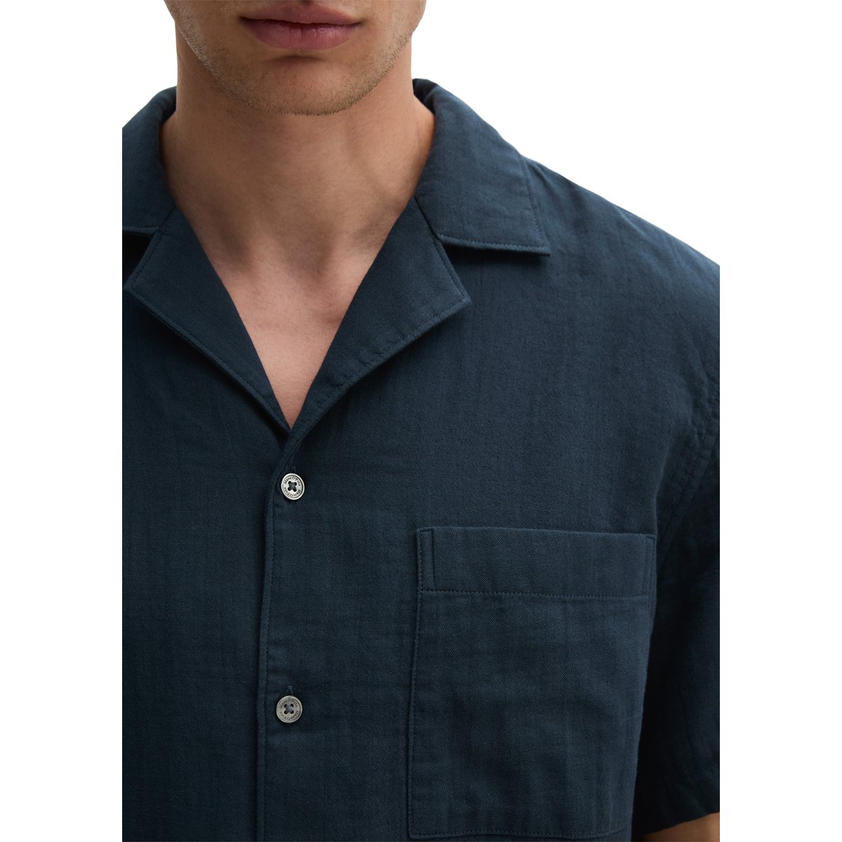 Chemise à manches courtes regular avec un léger effet froissé bleu foncé, MARC O'POLO