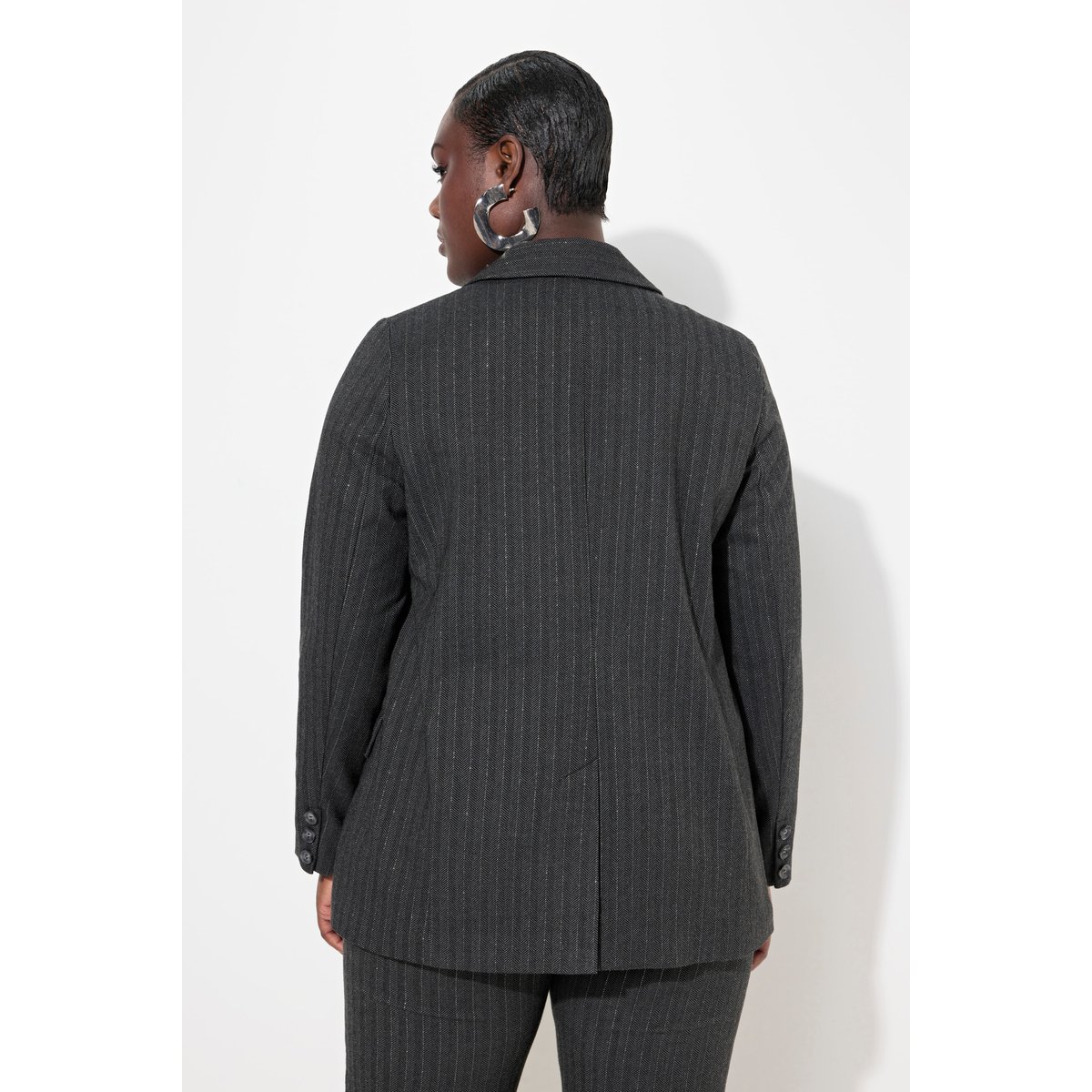 Blazer, motif à chevrons, col à revers gris asphalte, ULLA POPKEN