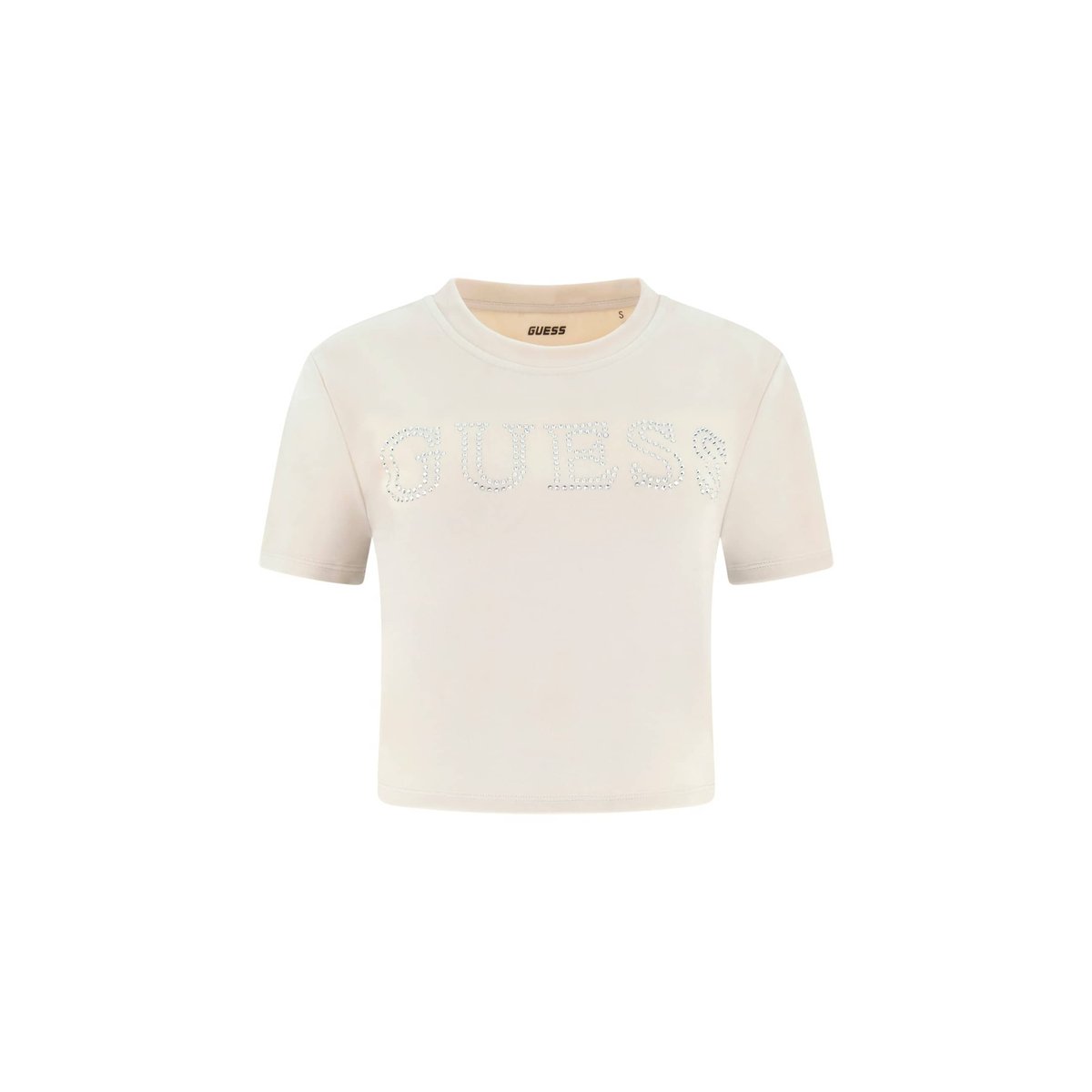 T-Shirt Crop Velours beige, GUESS