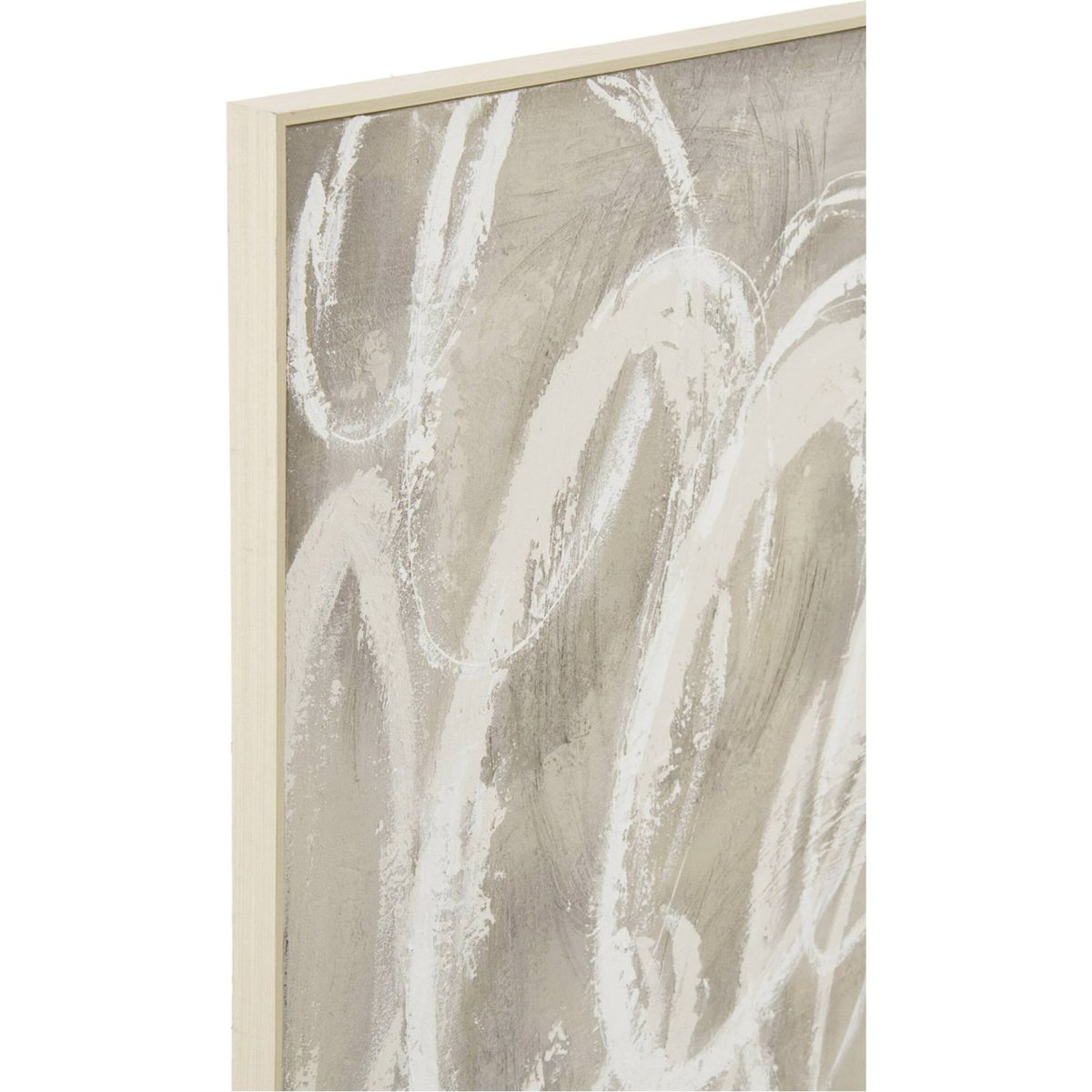 Tableau abstrait anneaux sur toile encadrée blanc et écru, RECOLLECTION