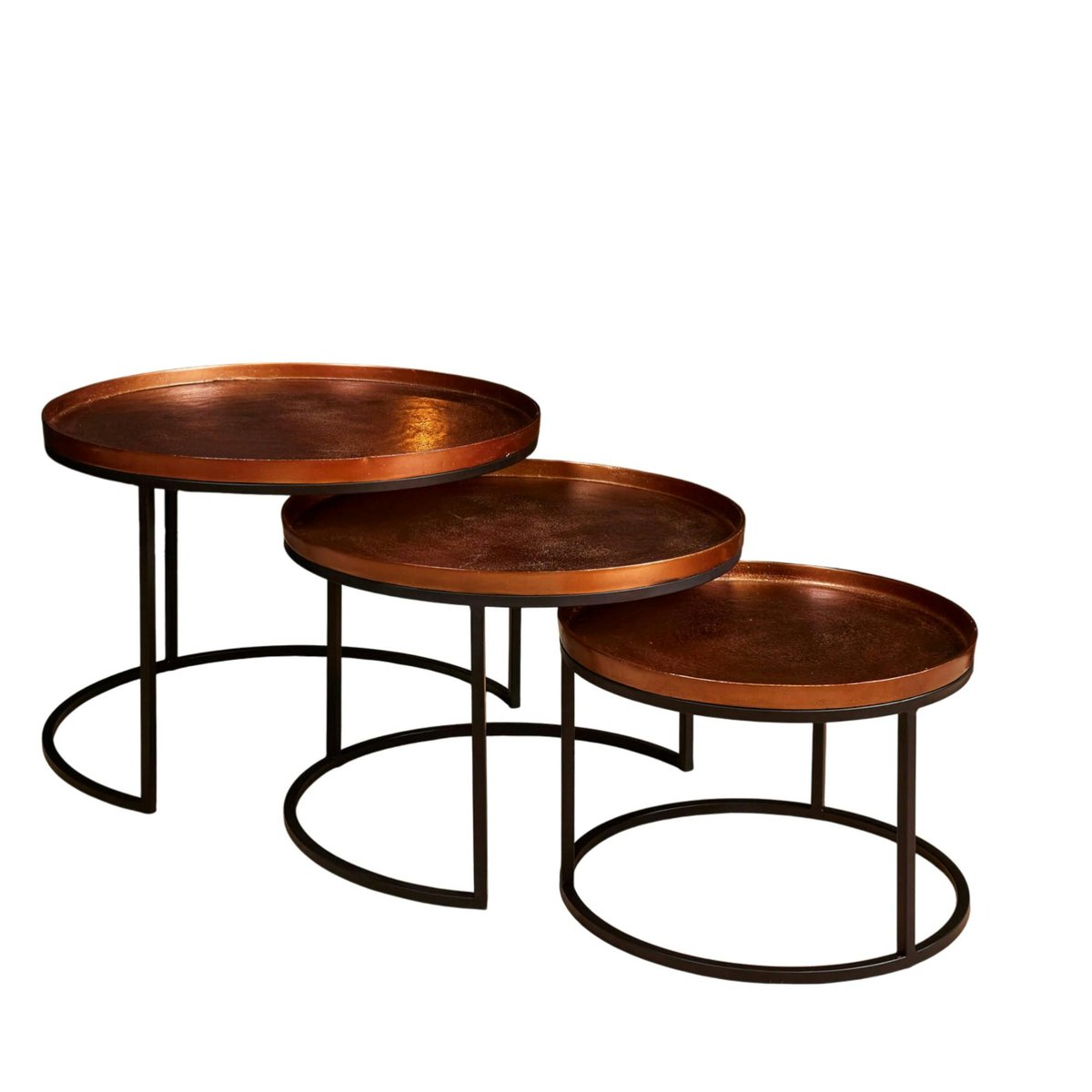 Table gigogne salon métal cuivré (lot de 3) KANO cuivre, PIER IMPORT