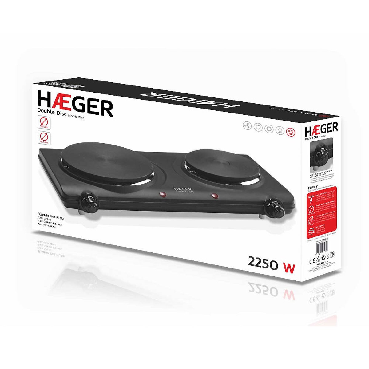 Placa elétrica Double Disc, HAEGER preto , HAEGER