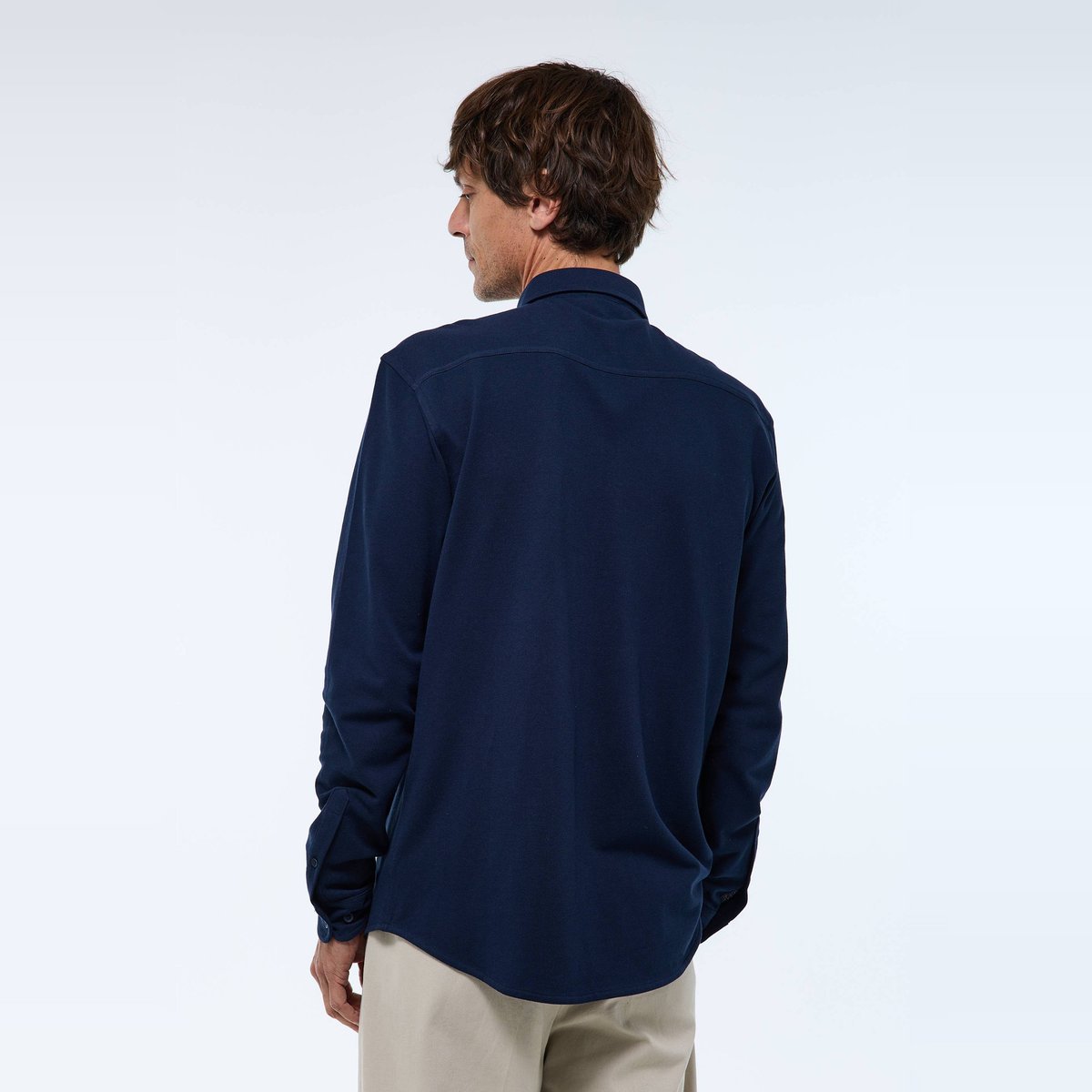 Chemise en maille piqué en coton BIO GOTS marine, MONOPRIX
