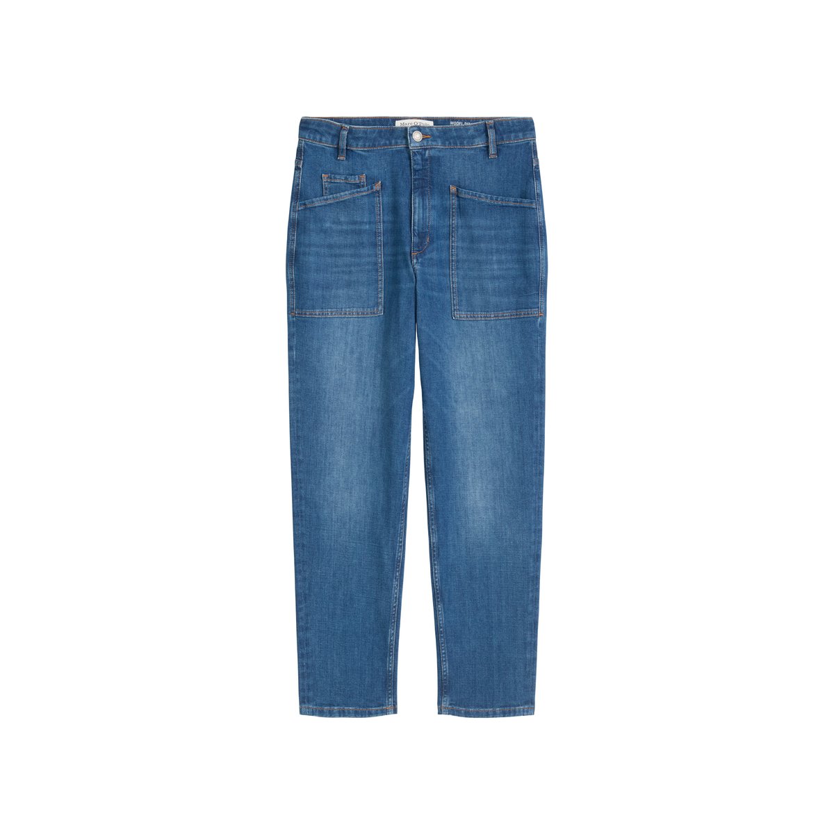 Jeans modèle Iva boyfriend cropped en doux denim Cashmere Touch bleu foncé, MARC O'POLO
