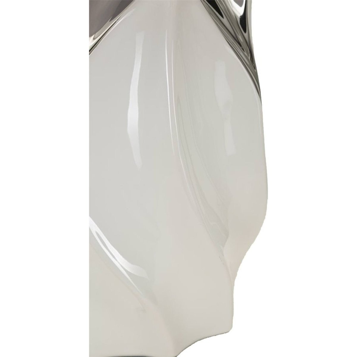 Lampe à poser céramique abat-jour tissu MODERN blanc et argenté, RECOLLECTION