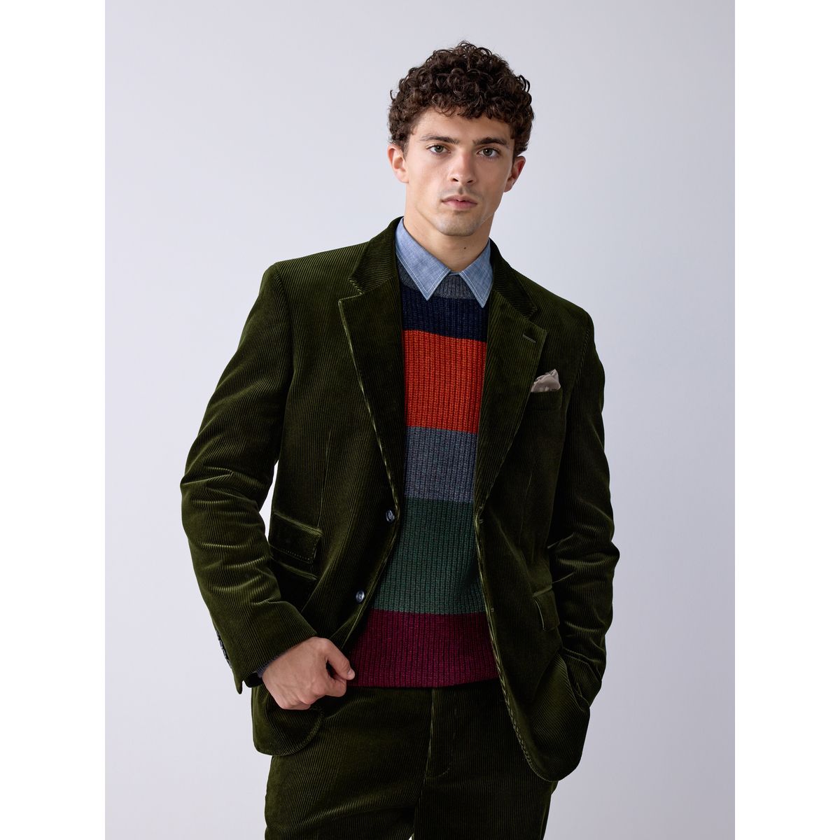 Veste de costume en velours côtelé pontoglio signature vert olive, NEXT