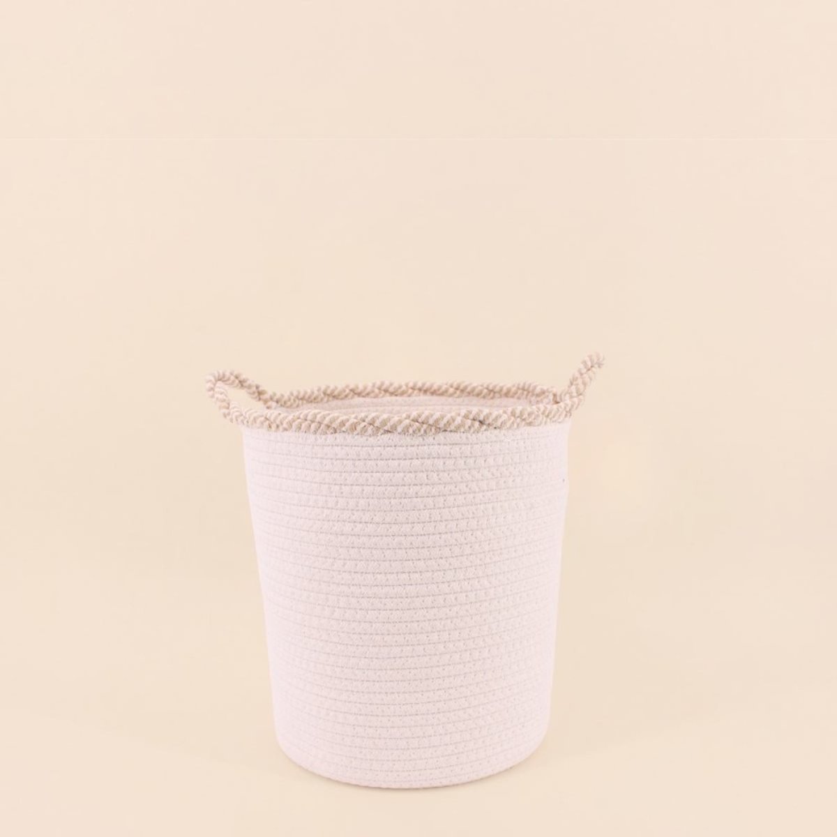 Set de 2 paniers ronds en corde de coton finition vague beige, ORNAMI