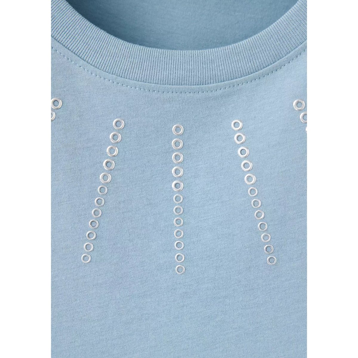 T-shirt coton à strass bleu, MANGO TEEN