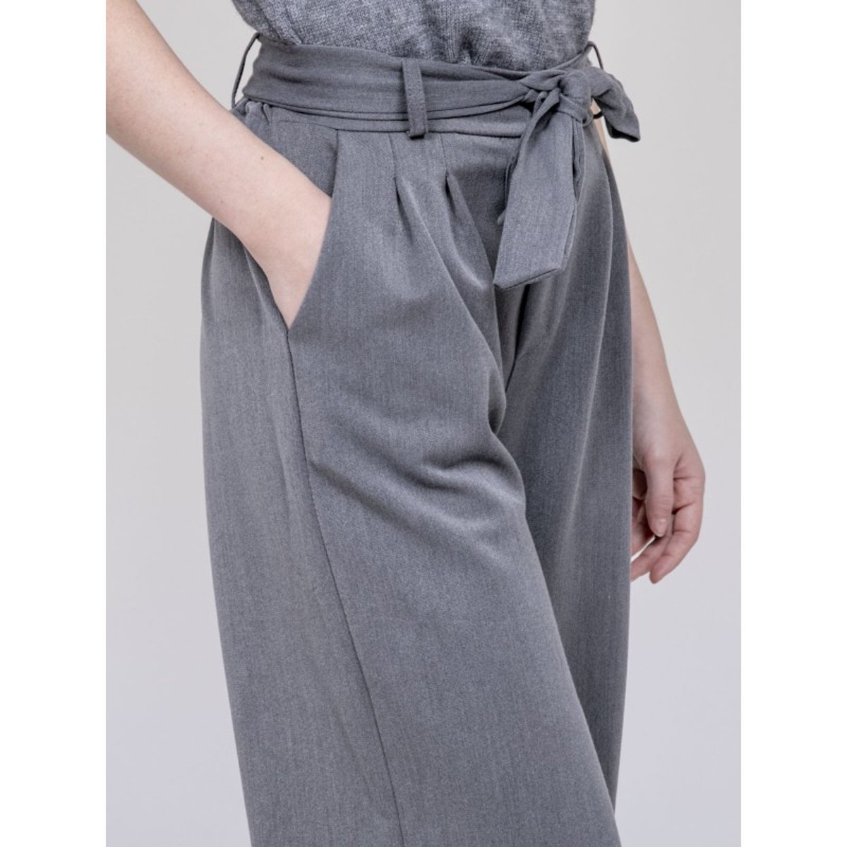 Pantalon Taille Haute Ederina gris, DONA LISA