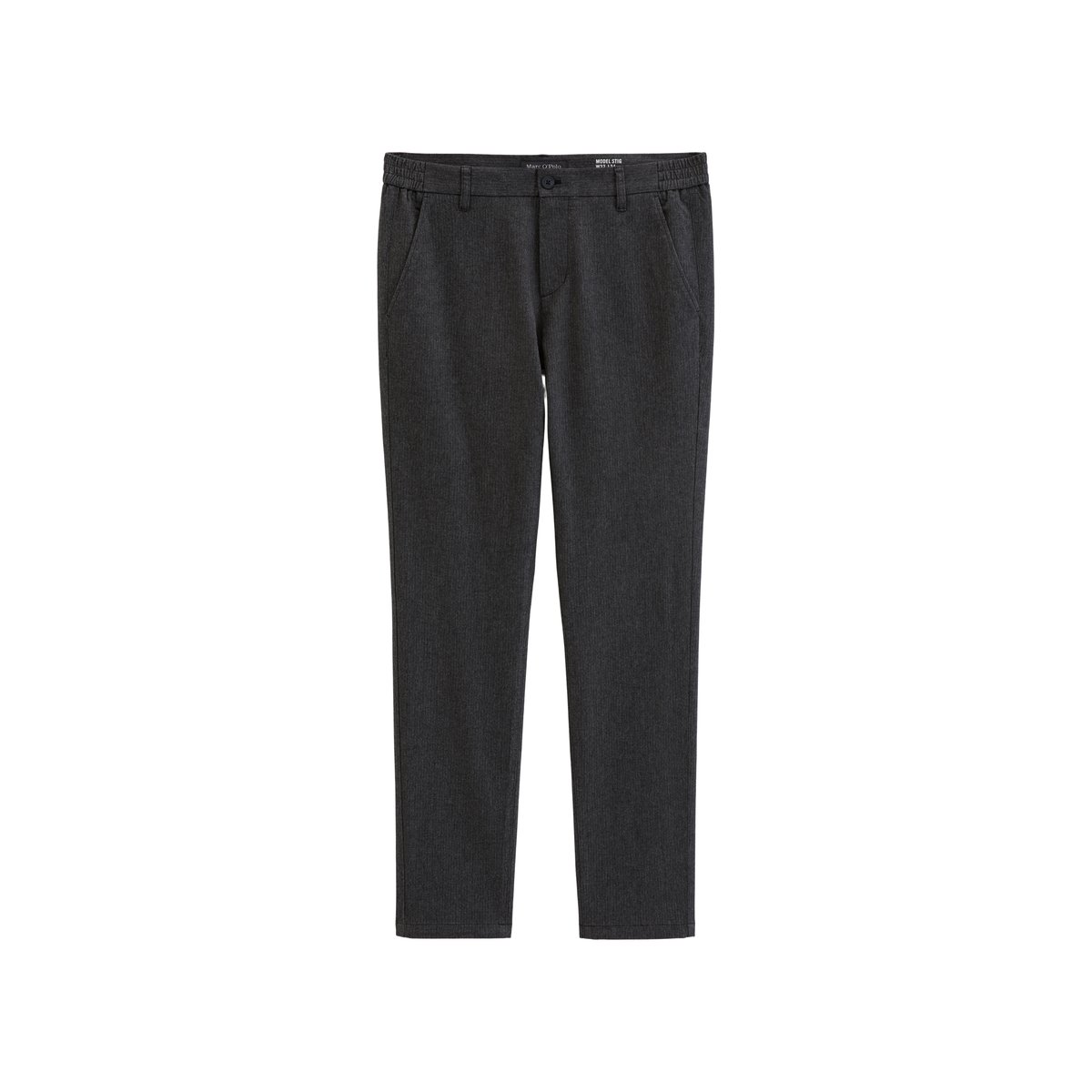 Chino modèle Stig, coupe jogger en mélange élastique de coton bio et de viscose noir, MARC O'POLO
