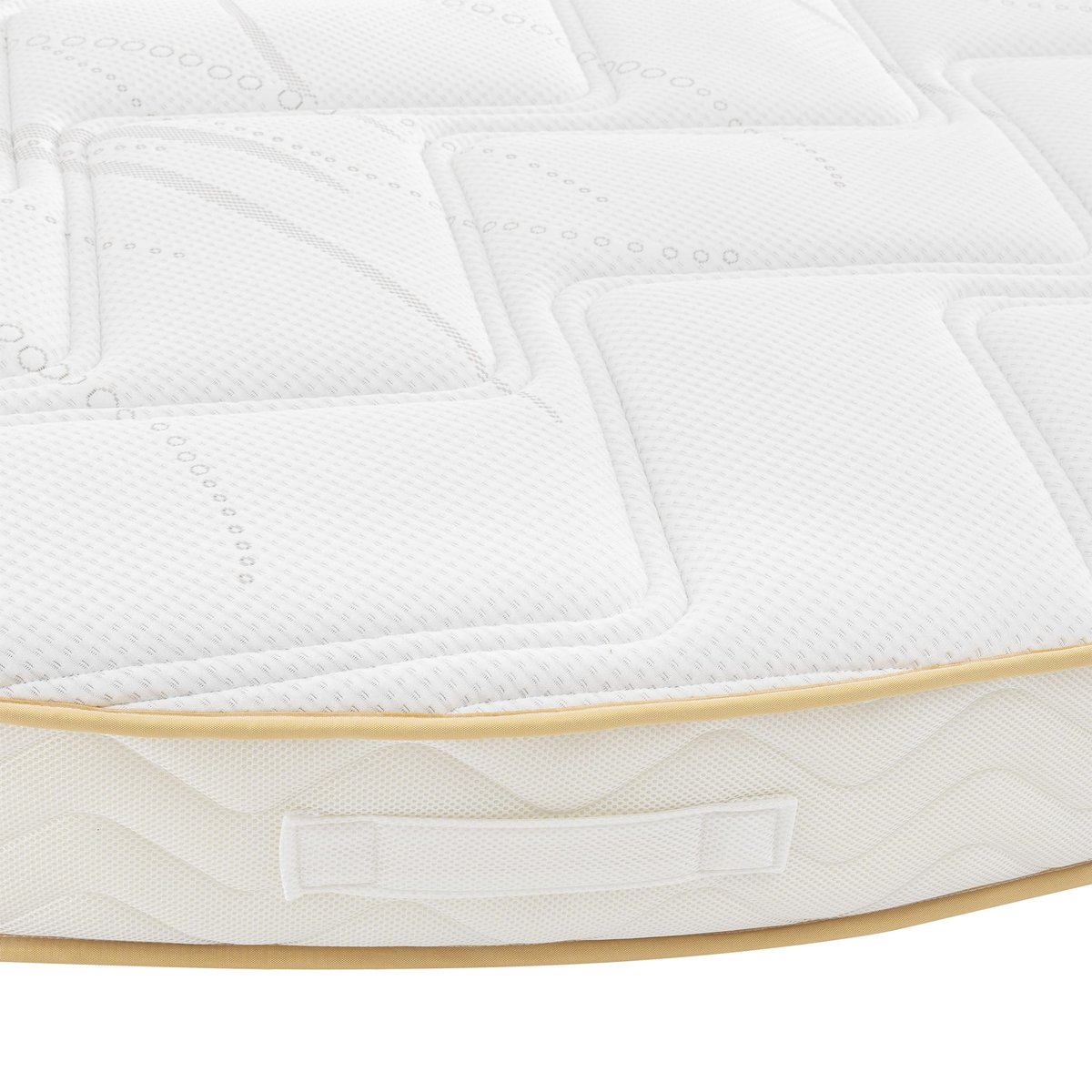 Matelas rond mousse HR35, sommier, pieds blanc, SOMEO