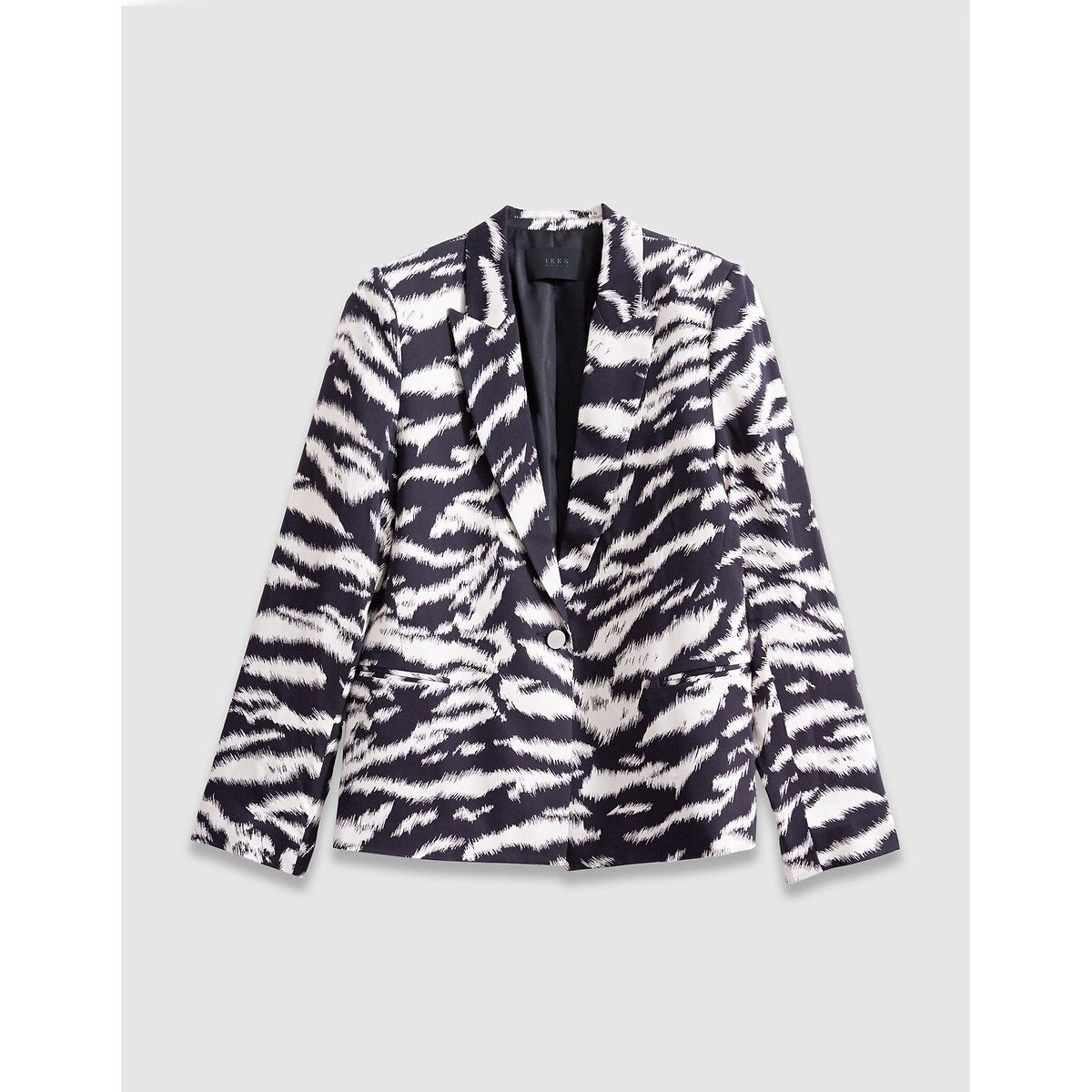Blazer coupe droite animalier noir, IKKS