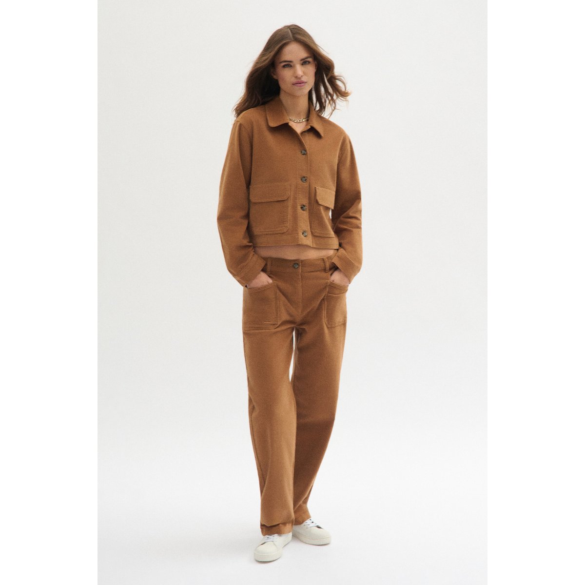 Pantalon droit velours PYGMALIONVELOURS camel, CAROLL