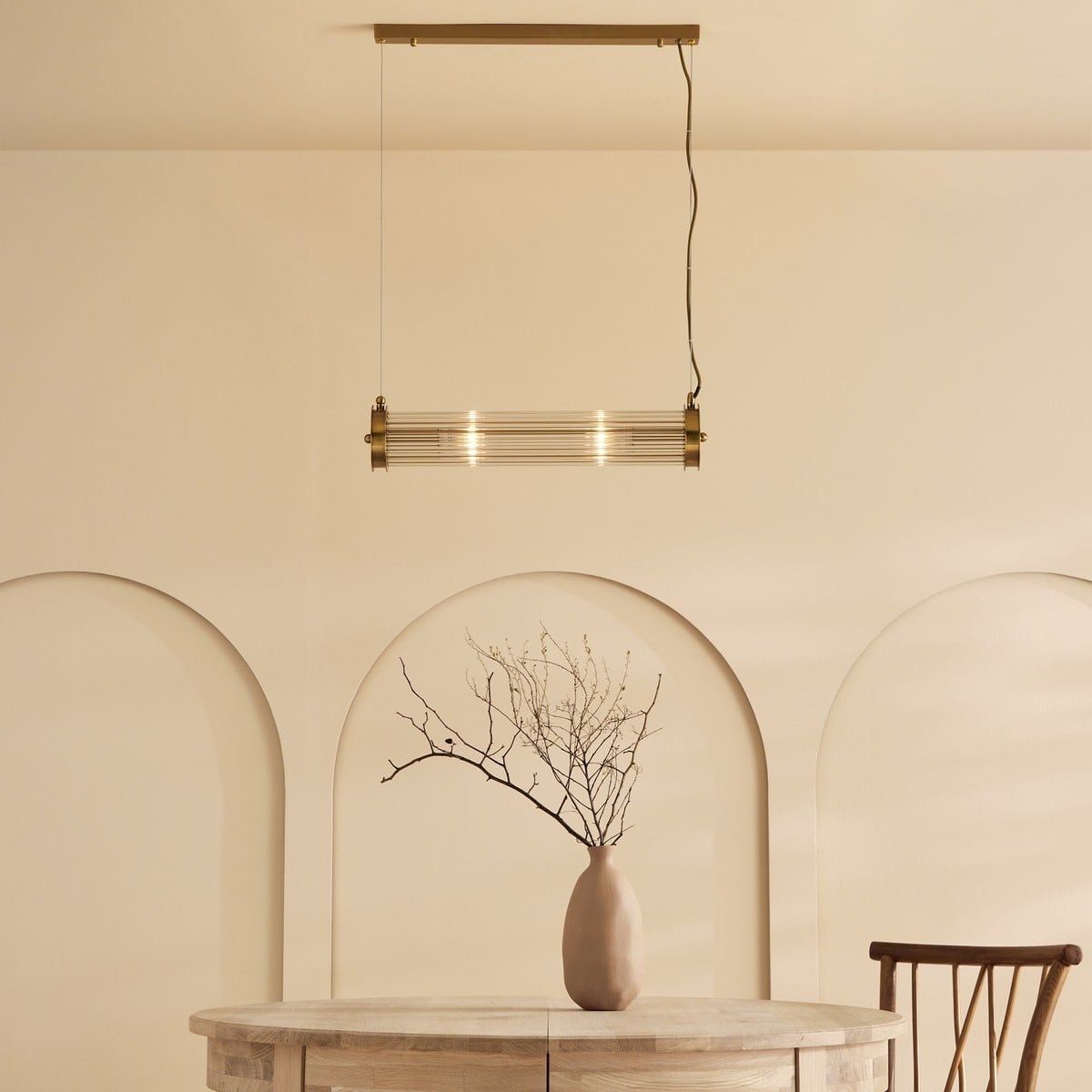 Lustre simple en métal laiton doré TUBES laiton, SIGNATURE