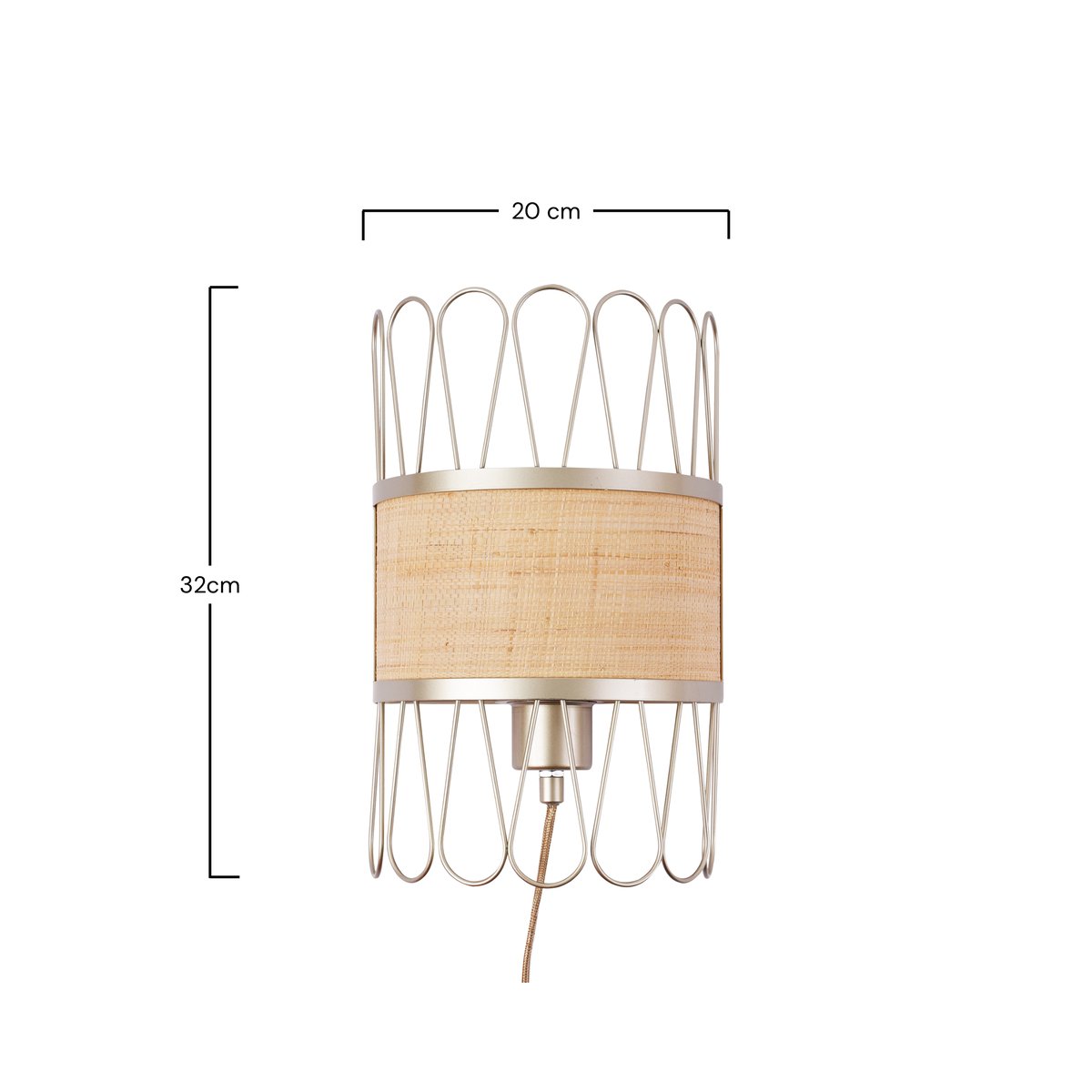 Applique murale en rotin - FLORE beige, MAISON PAVANE