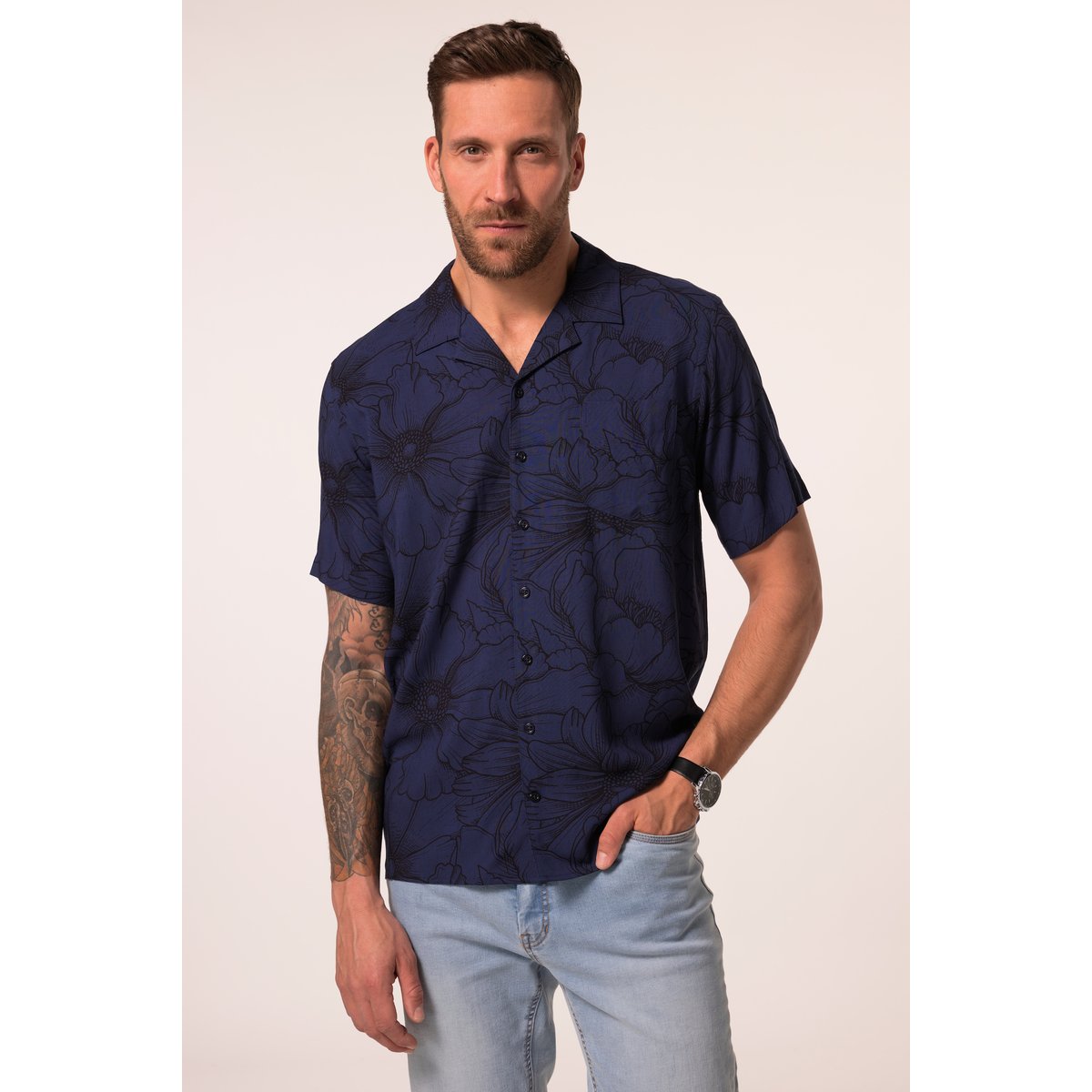Chemise dans un imprimé all-over marine, JP1880