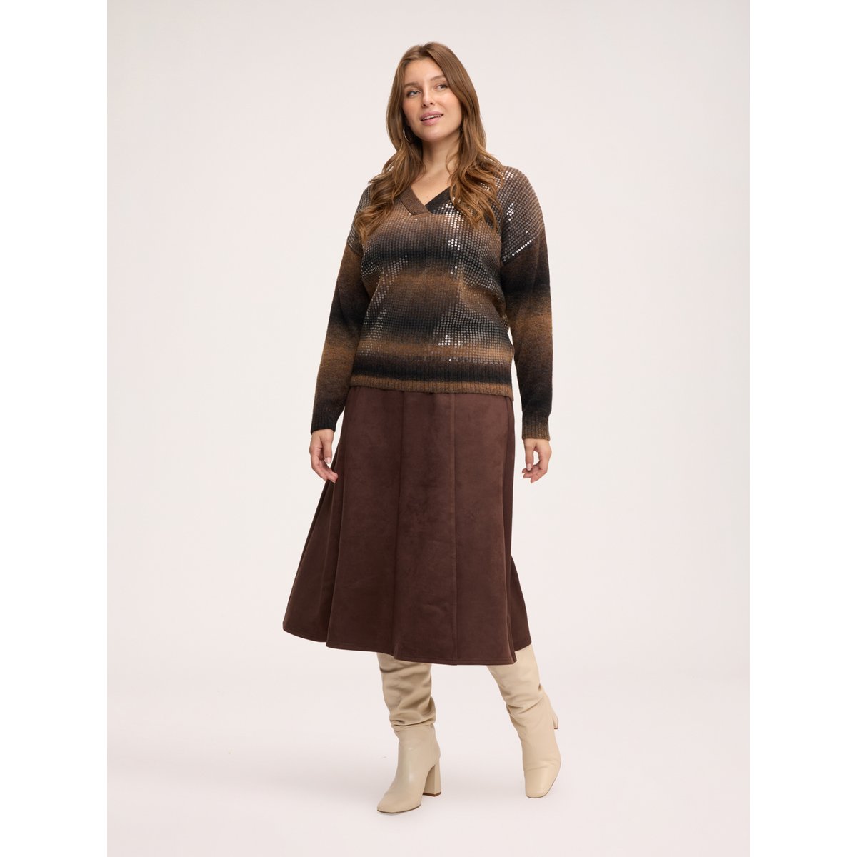 Pull dégradé à paillettes marron, FIORELLA RUBINO
