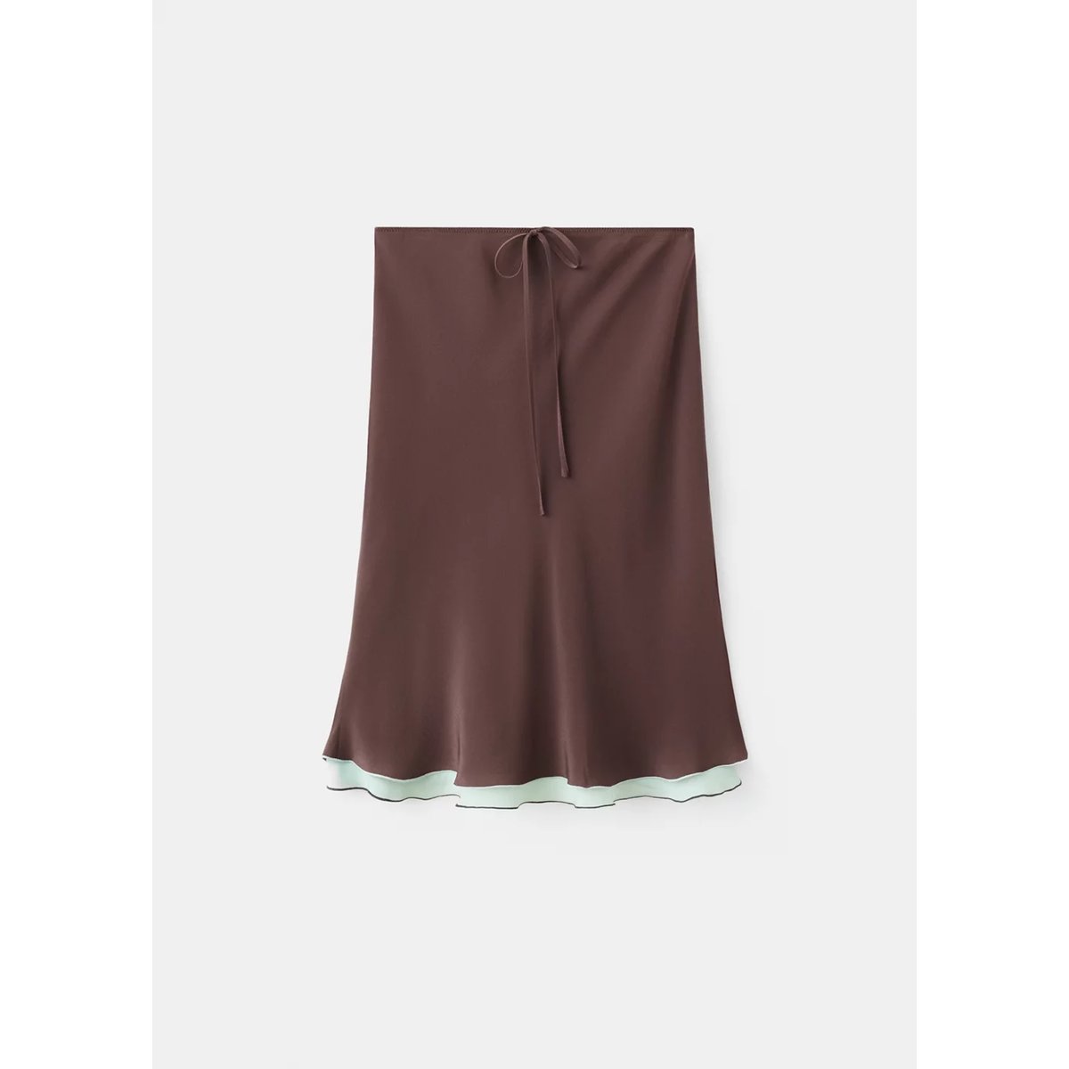 Jupe midi fluide marron, MANGO