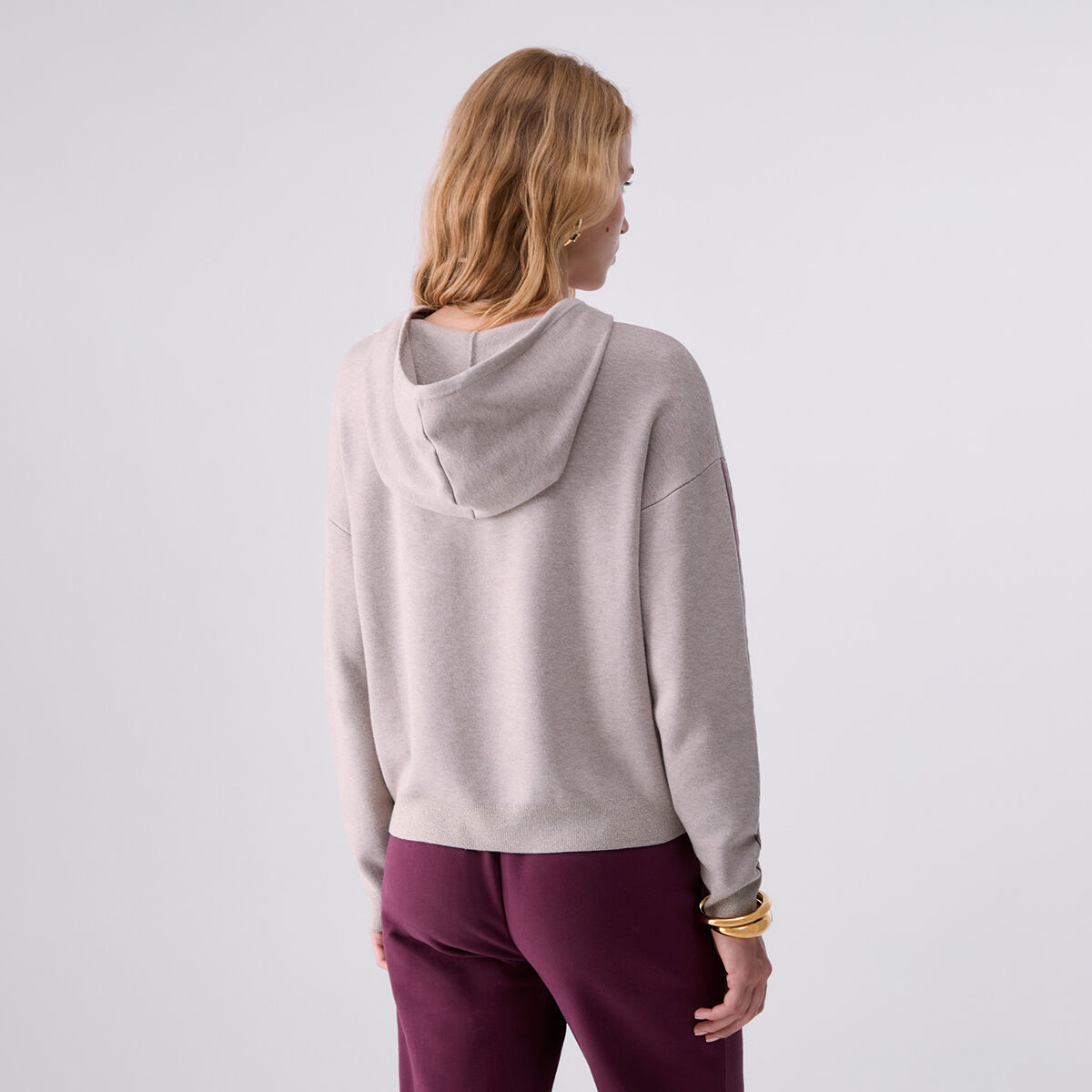 Sweat à capuche jacquard beige, LIU JO