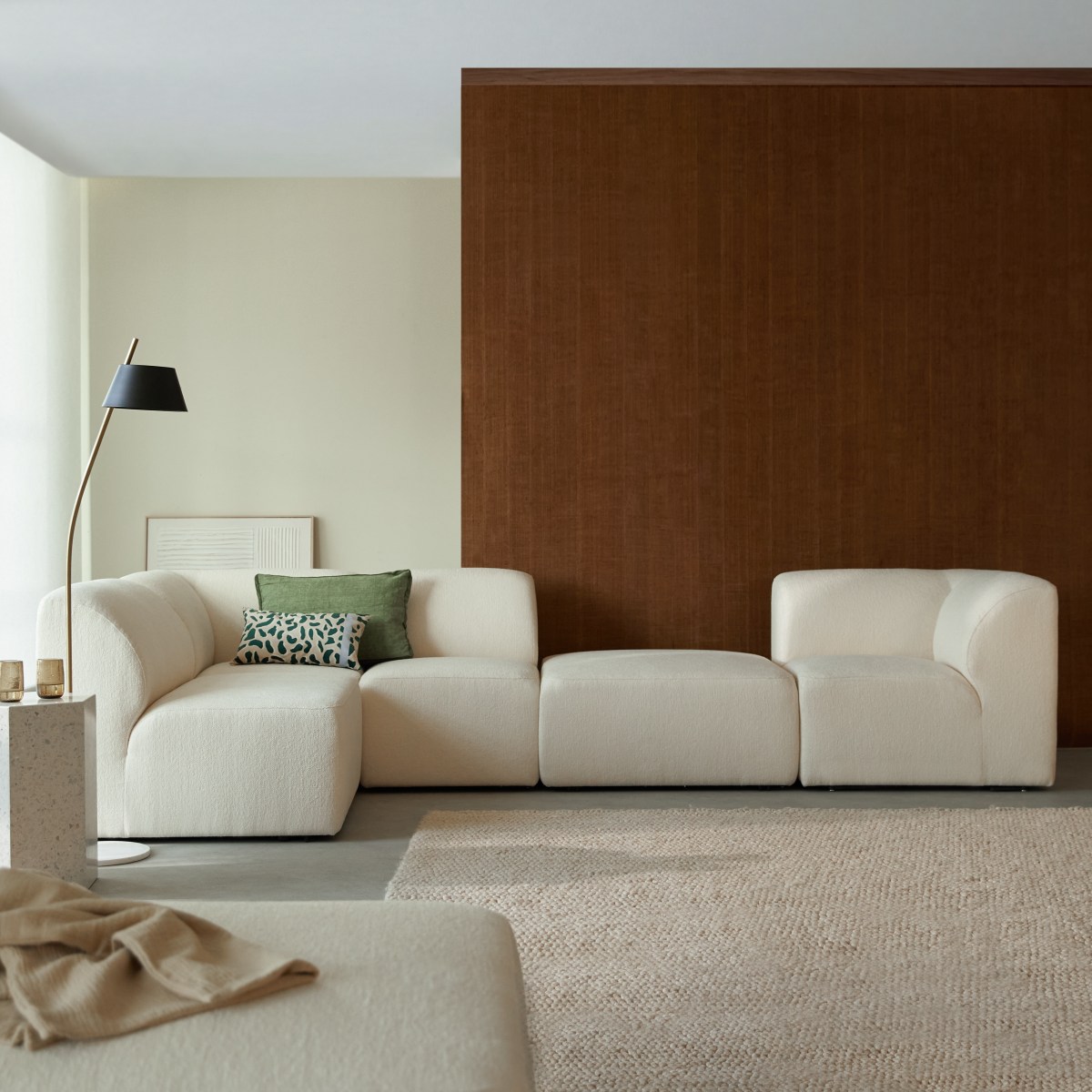 Canapé droit en Tissu, VÉNUS beige, TIKAMOON