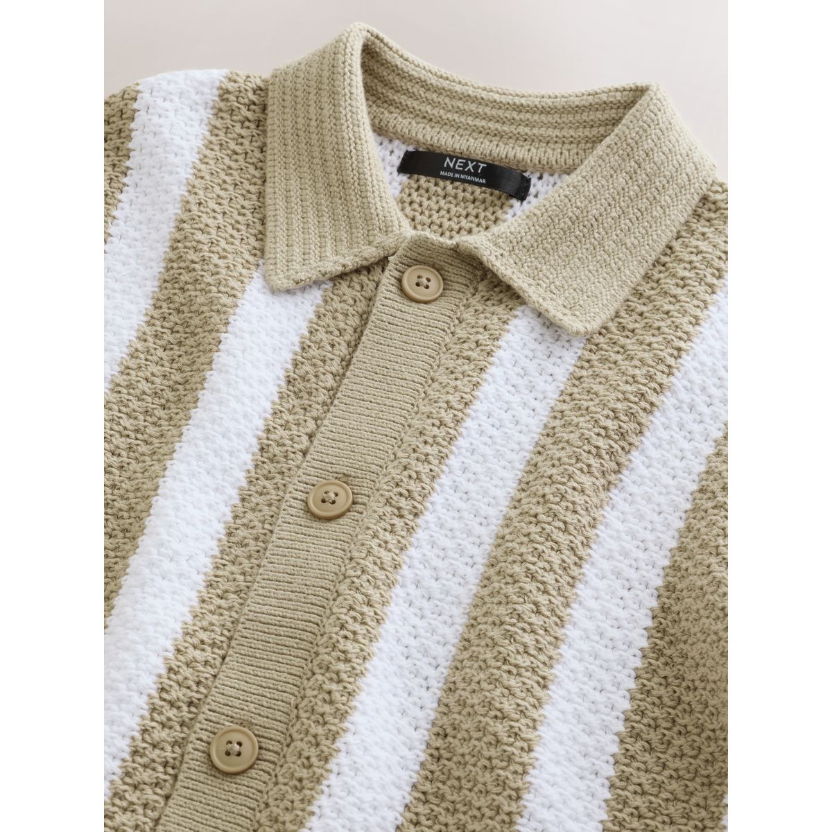 Polo en maille à rayures naturel, NEXT