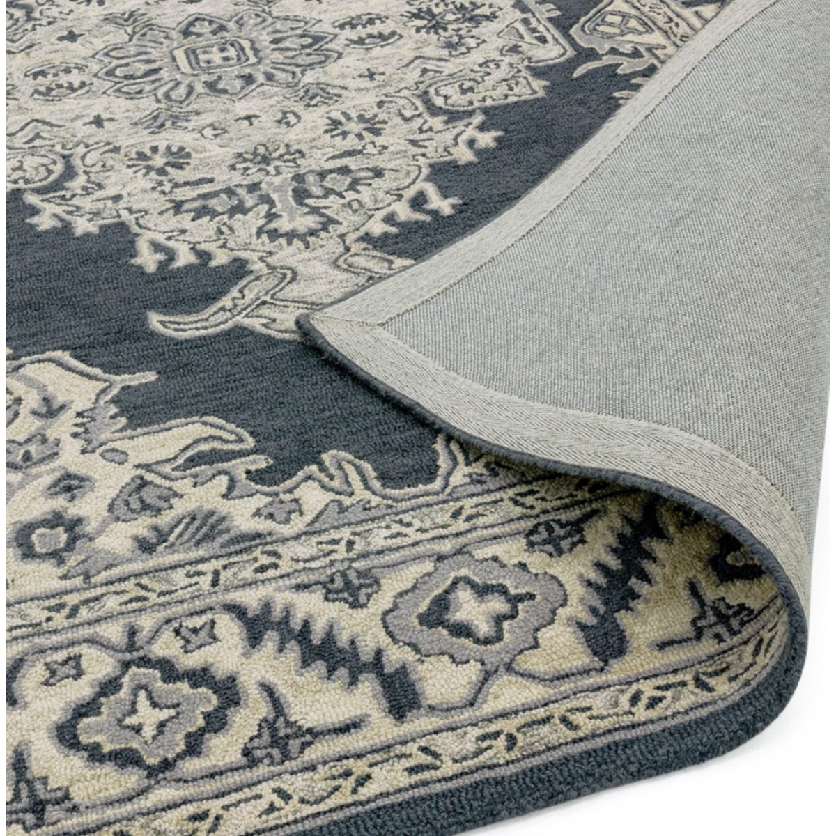 Tapis classique laine à motifs BONDI noir, NOVATREND