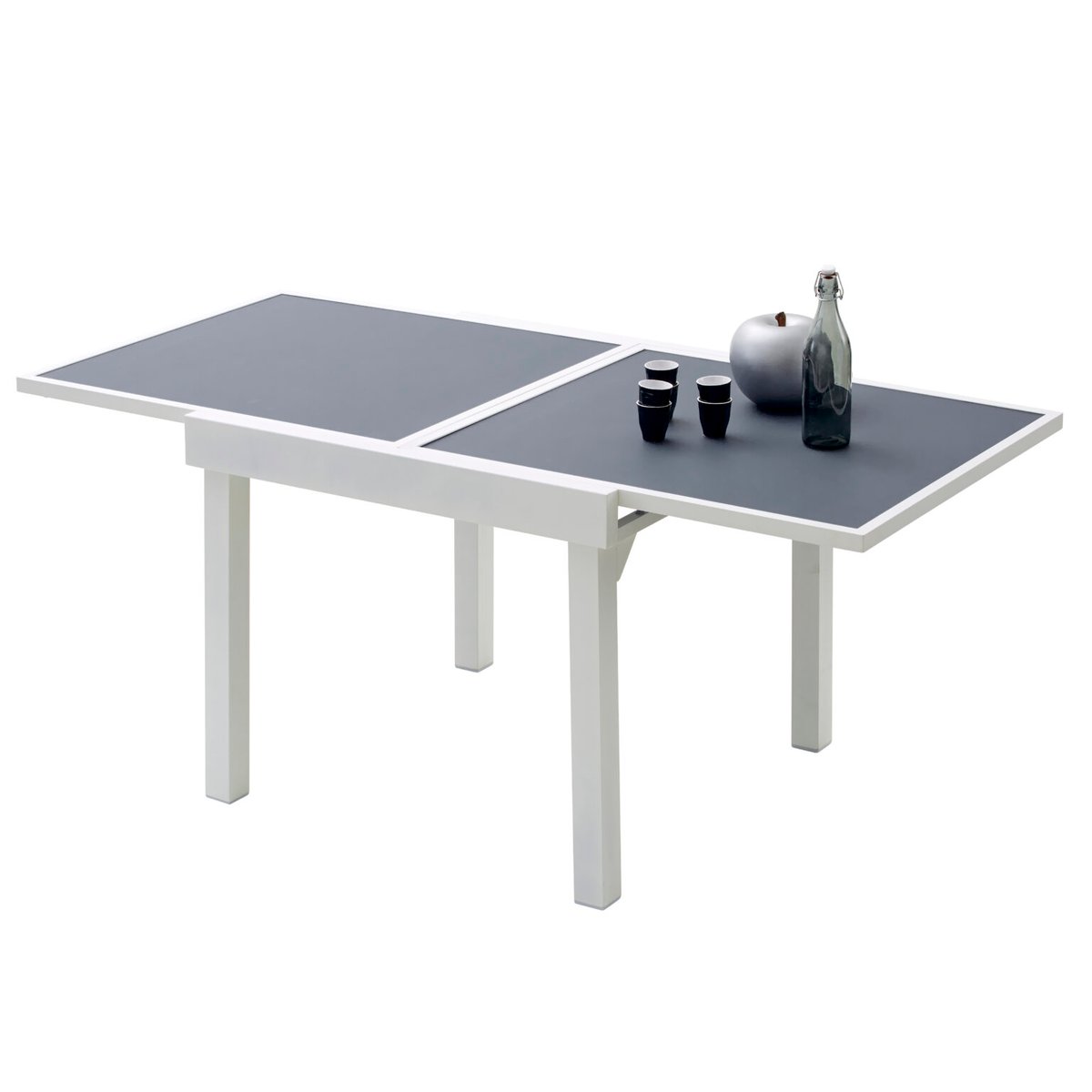 Table en aluminium, plateau verre MODULO blanc, WILSA GARDEN