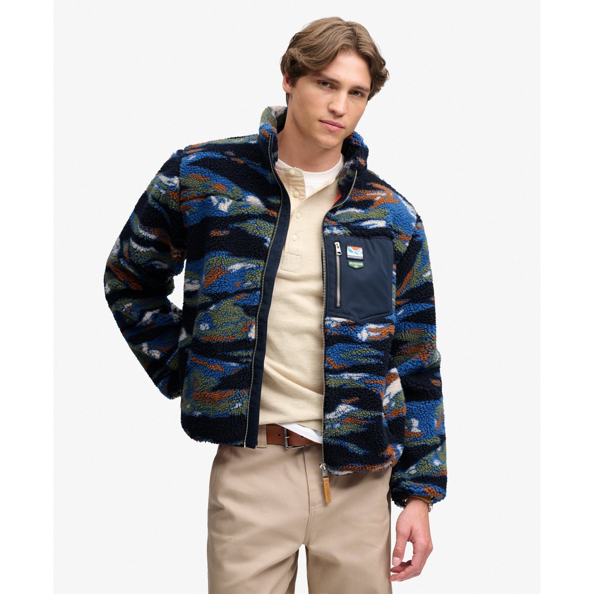 Terrain Fleece Zip Through coupe décontractée terrain marine, SUPERDRY