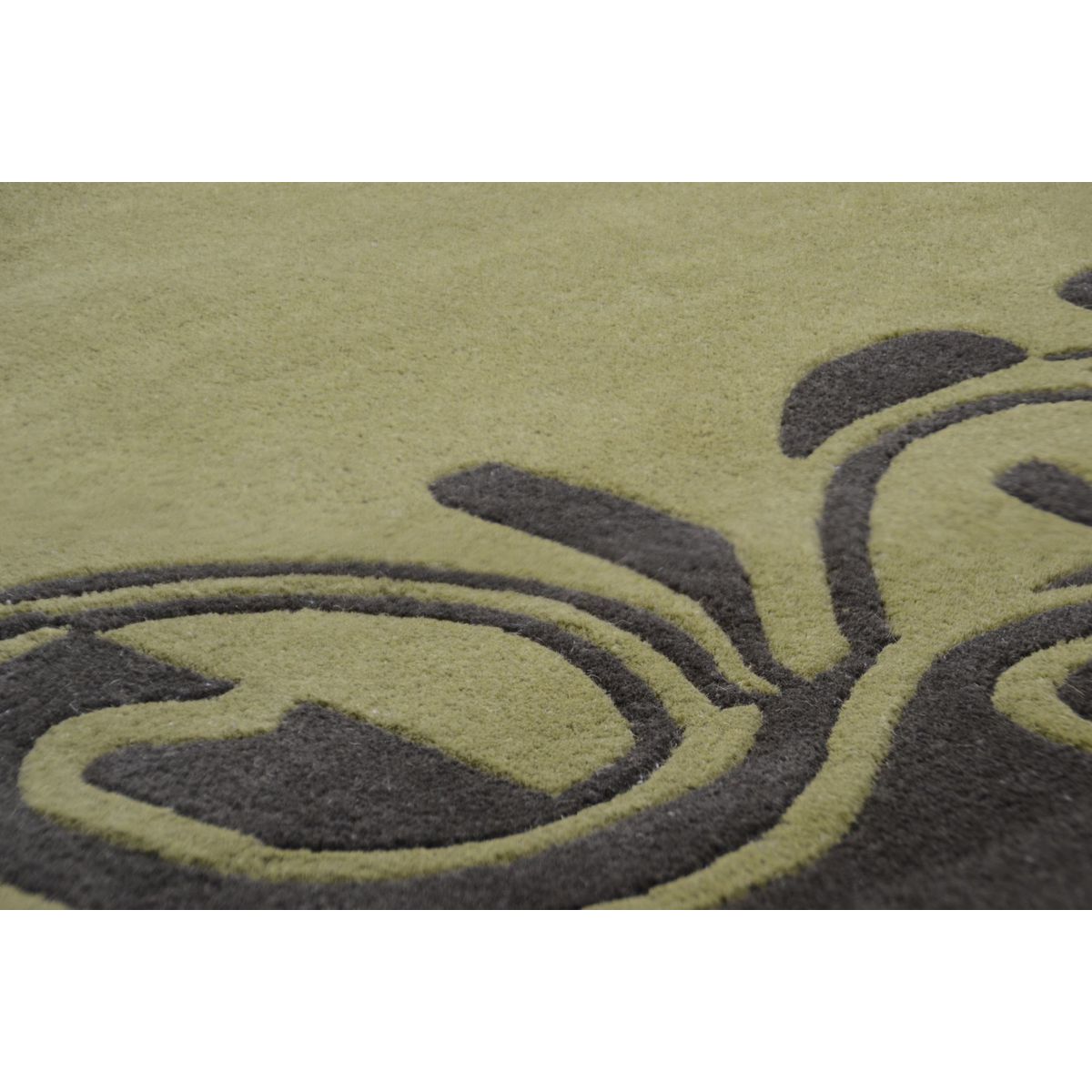 Tapis salon Hawai tufté main en laine vert, THEKO