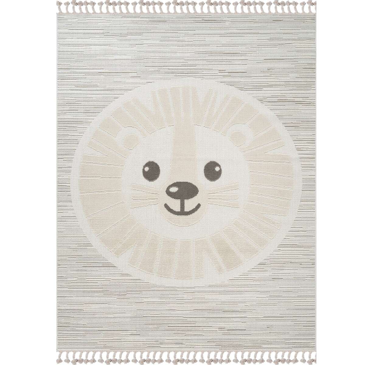 Tapis enfant doux texturé ZOOLIA blanc, THE DECO FACTORY