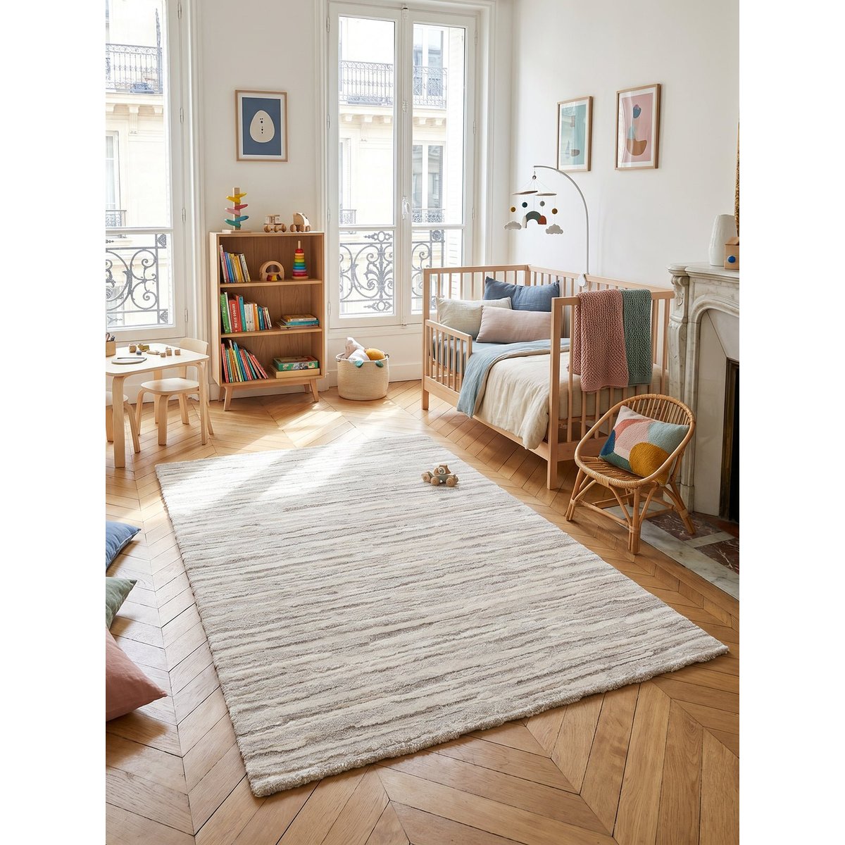 Tapis avec effet relief doux et confortable SNUG beige sable, AFK LIVING