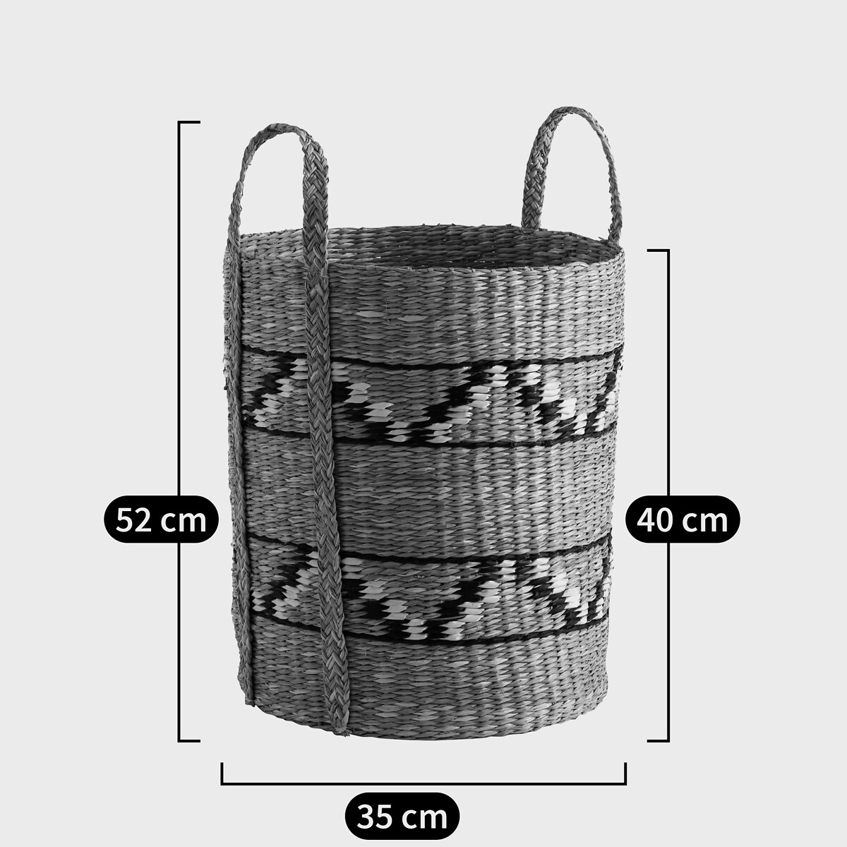 Zac Woven Grass Tall Basket natural/black, LA REDOUTE INTERIEURS