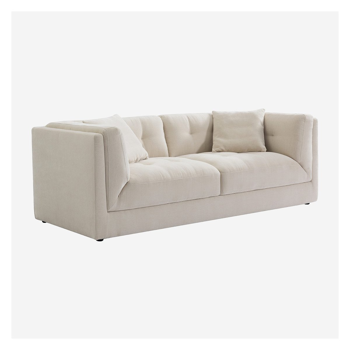 Canapé capitonné en tissu garni de plumes LOANO crème, HABITAT