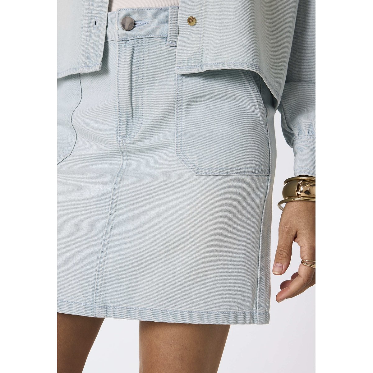 Jupe courte en denim OEILLET pure bleached, Maison 123