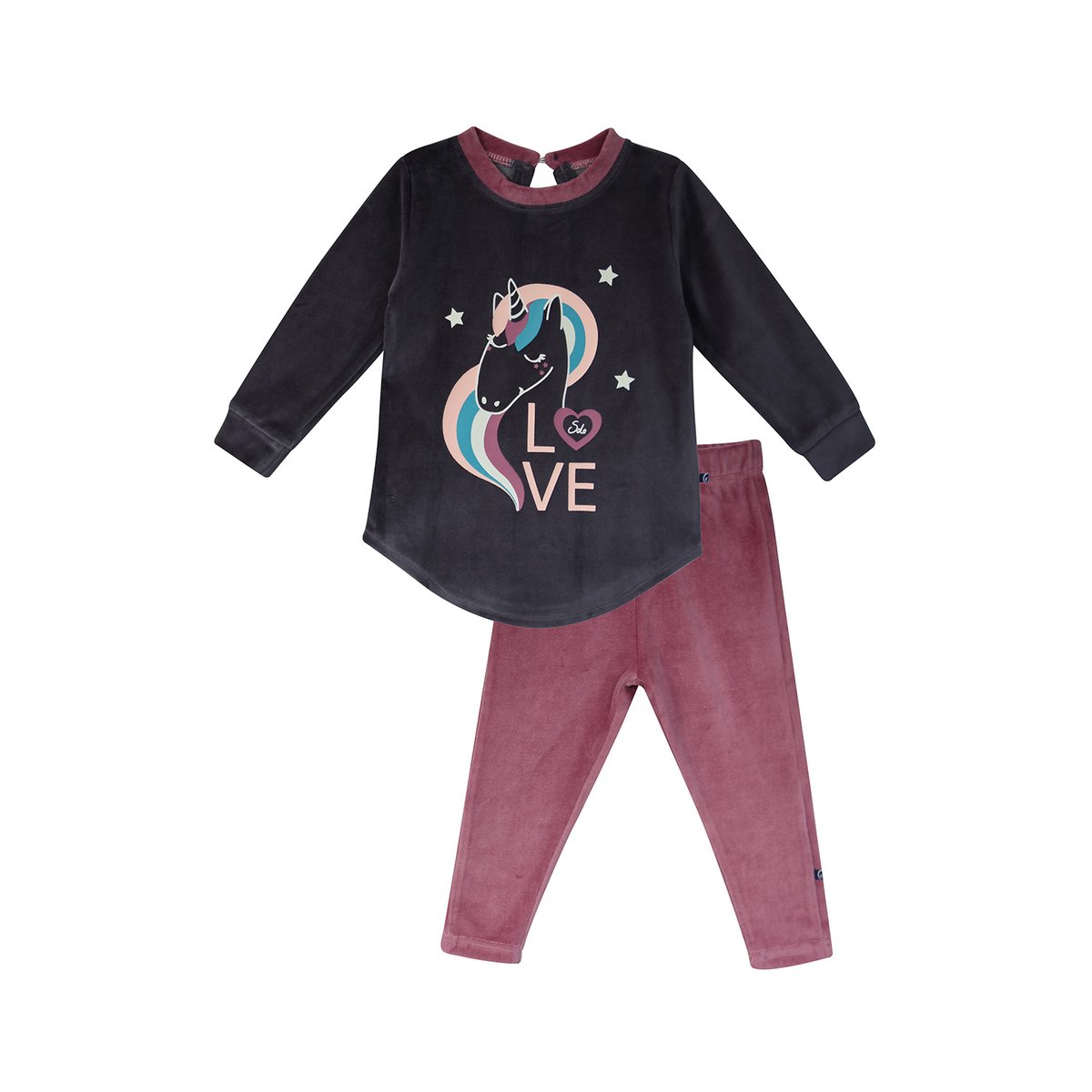 Pyjama 2 pieces margaretta velours rase enfant gris, SUCRE D'ORGE