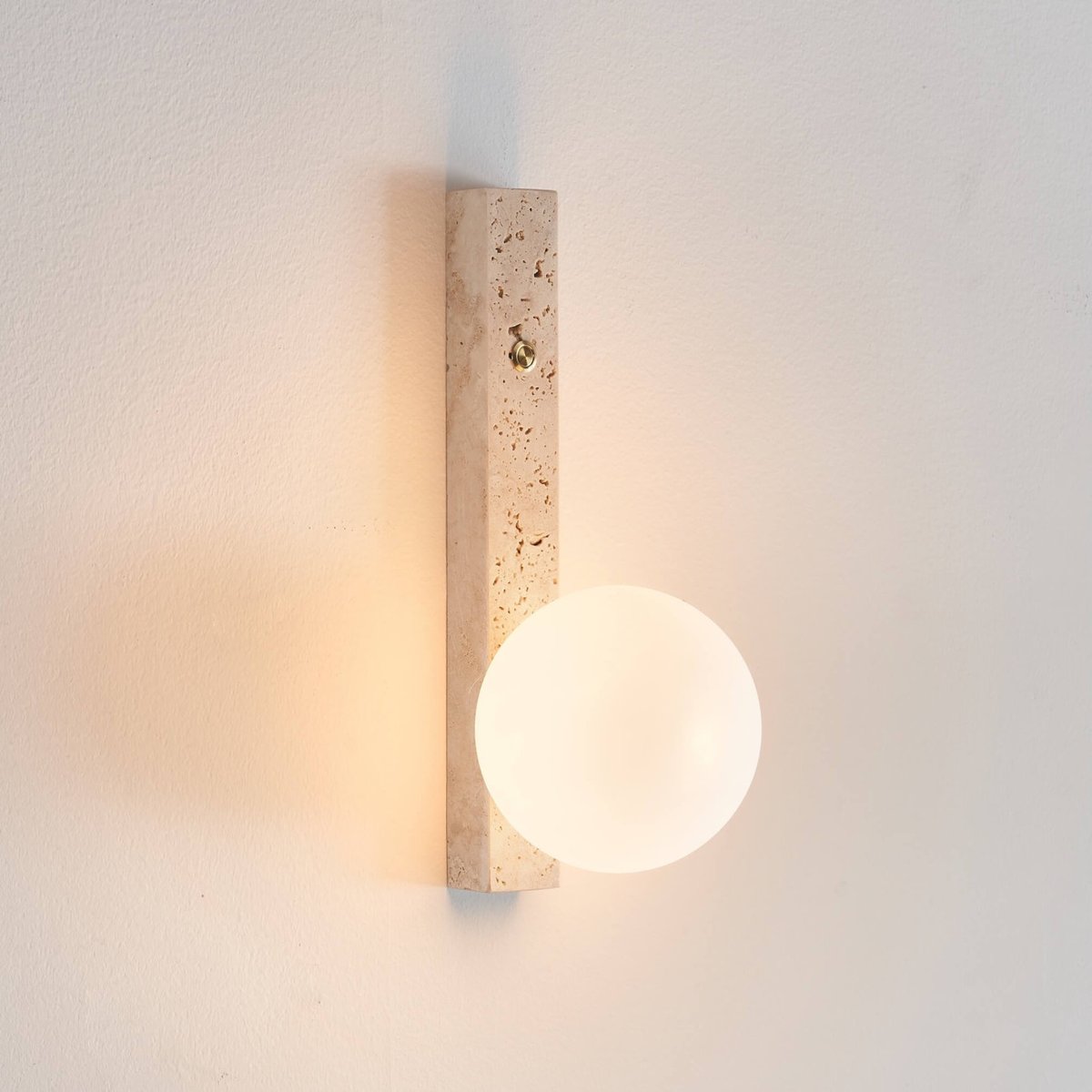 Applique moderne verre et pierre - LIRA beige, blanc et laiton, KOSILUM