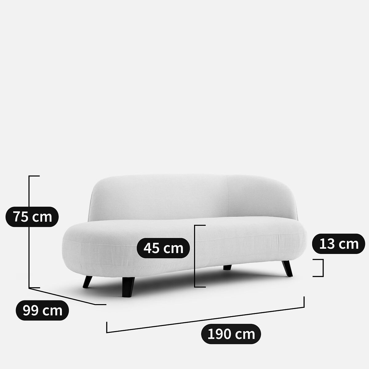 Slaapbank links, in polyester, ROSEBURY, ontwerp Emmanuel Gallina ivoor, EMMANUEL GALLINA X AM.PM