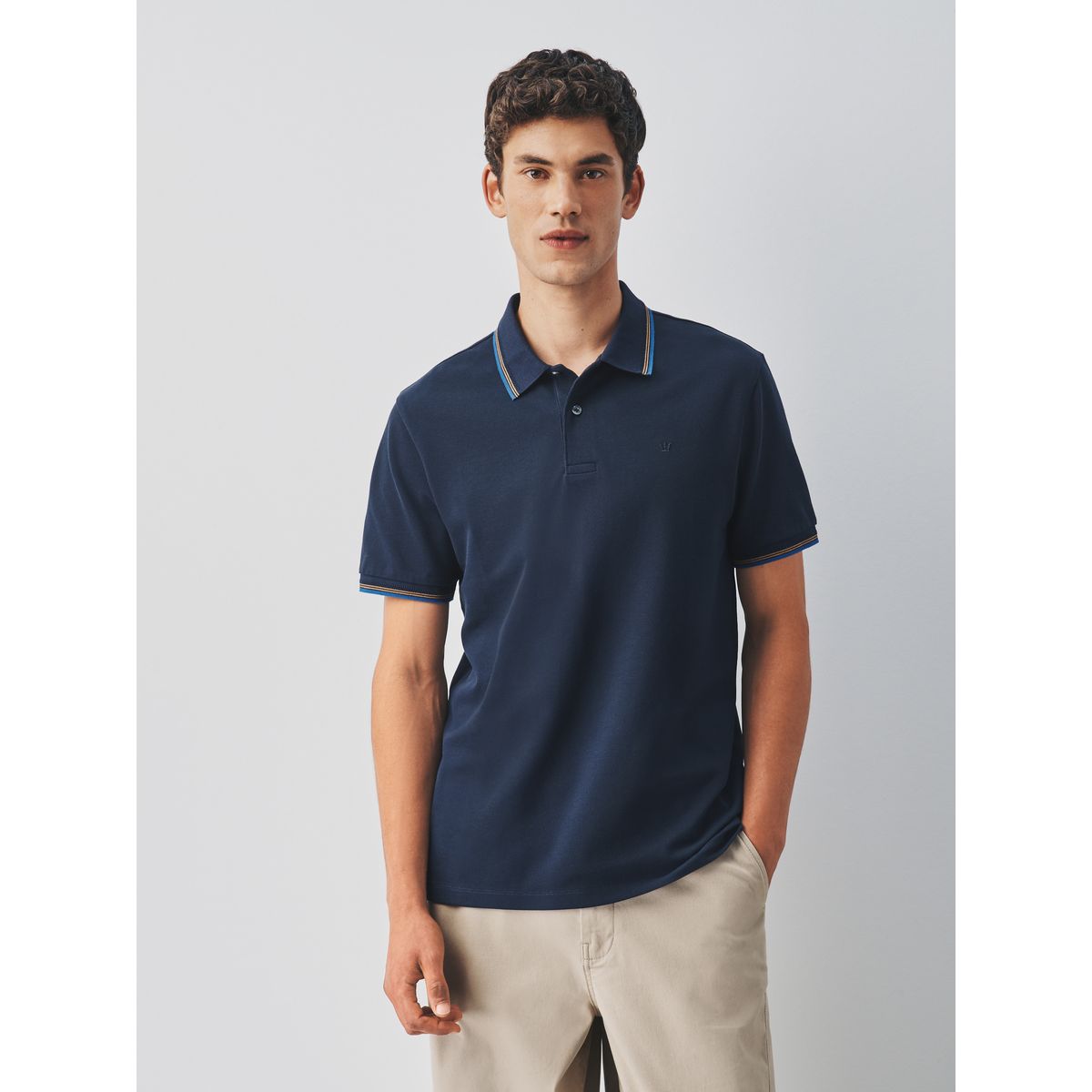 Polo manches courtes à liserés bleu marine, NEXT