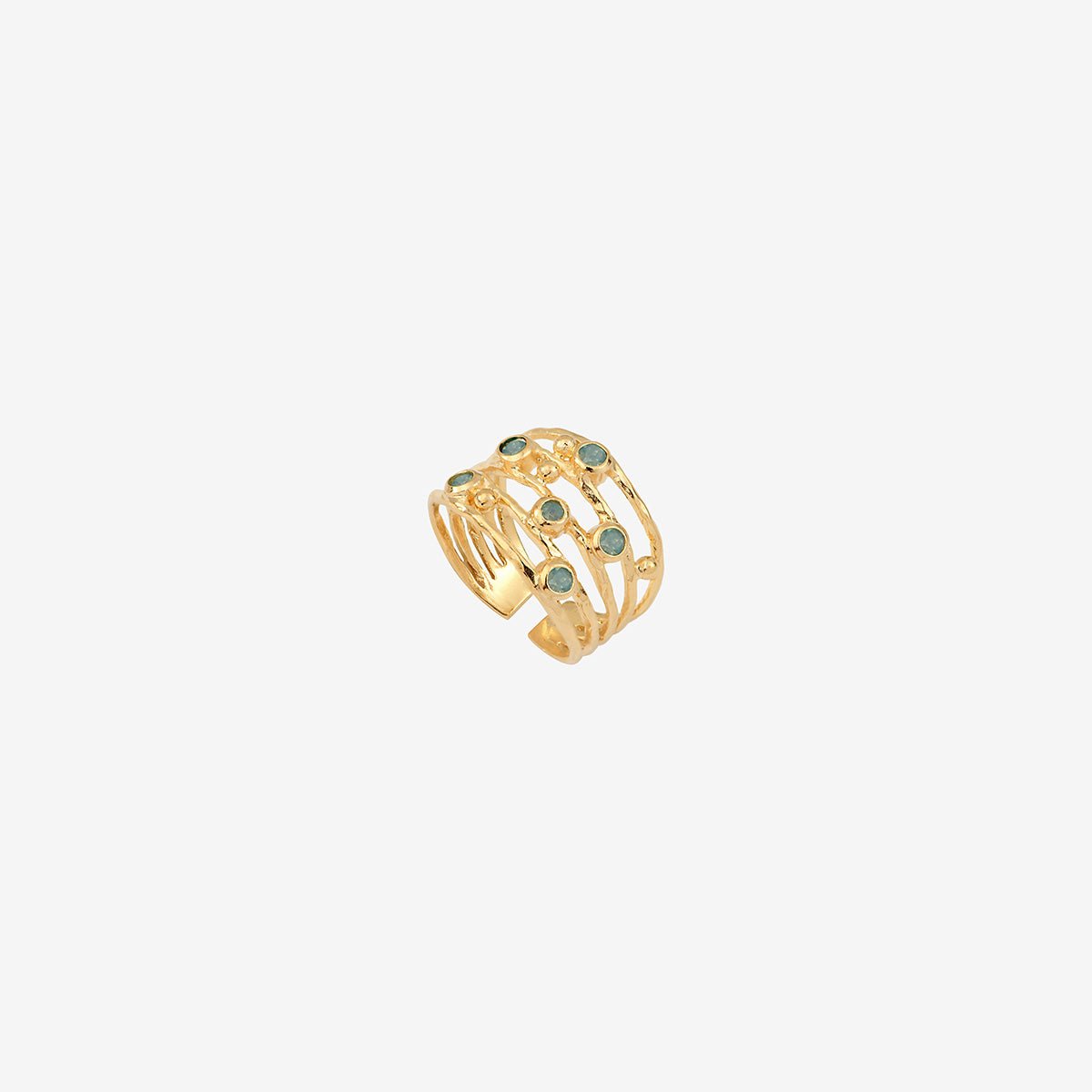 Bague rose opale plaquée or - drib deluxe bleu, CAROLINE NAJMAN