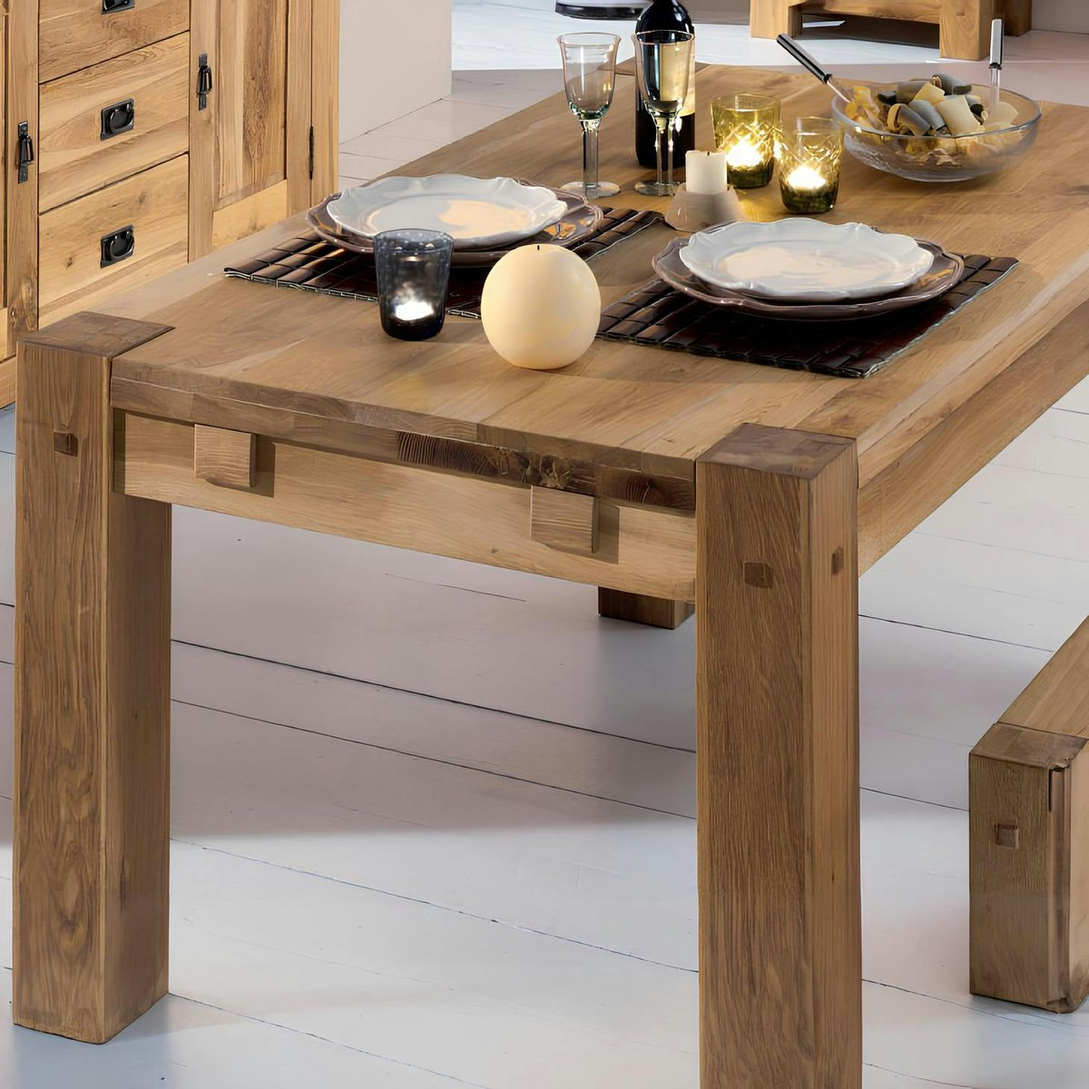 Table à manger extensible en chêne massif style contemporain 180/280cm FJORD bois naturel, PIER IMPORT