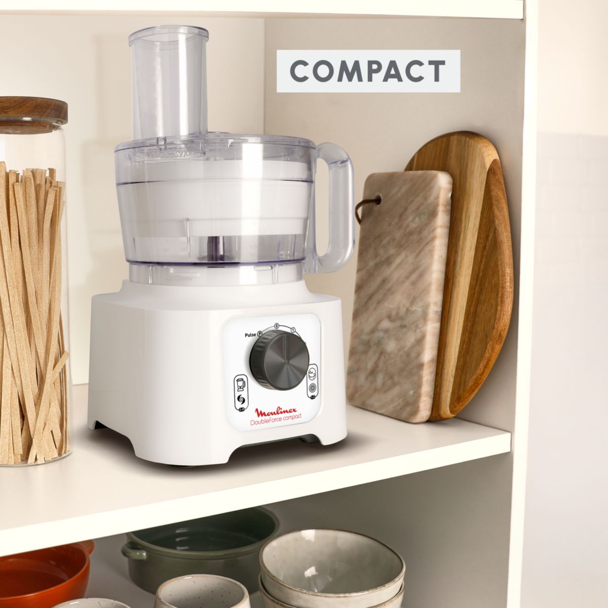 Robot multifonction FP542111 Double force compact blanc blanc, MOULINEX