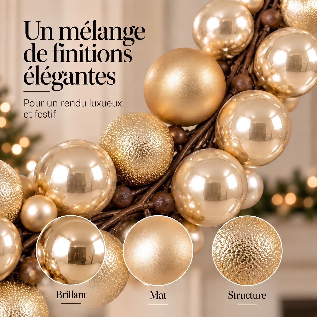 Guirlande de Noël or, MICA DECORATIONS