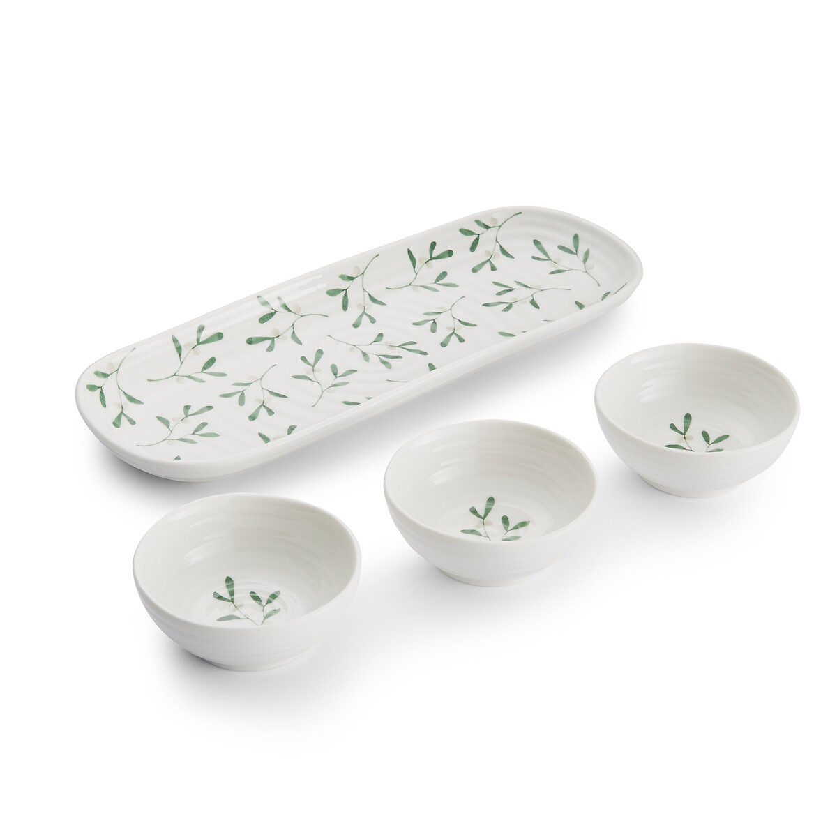 Set of 3 Mistletoe Dip Bowls & Tray white, SOPHIE CONRAN FOR PORTMEIRION