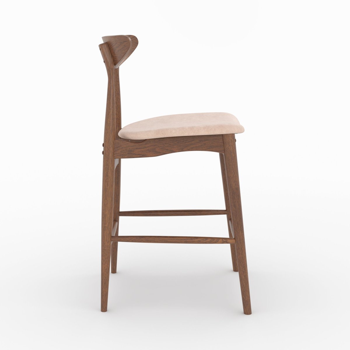 Lot de 2 chaises pour ilot central 63,5 cm en tissu et bois d'hévéa - JOSETTE beige, MAISON PAVANE