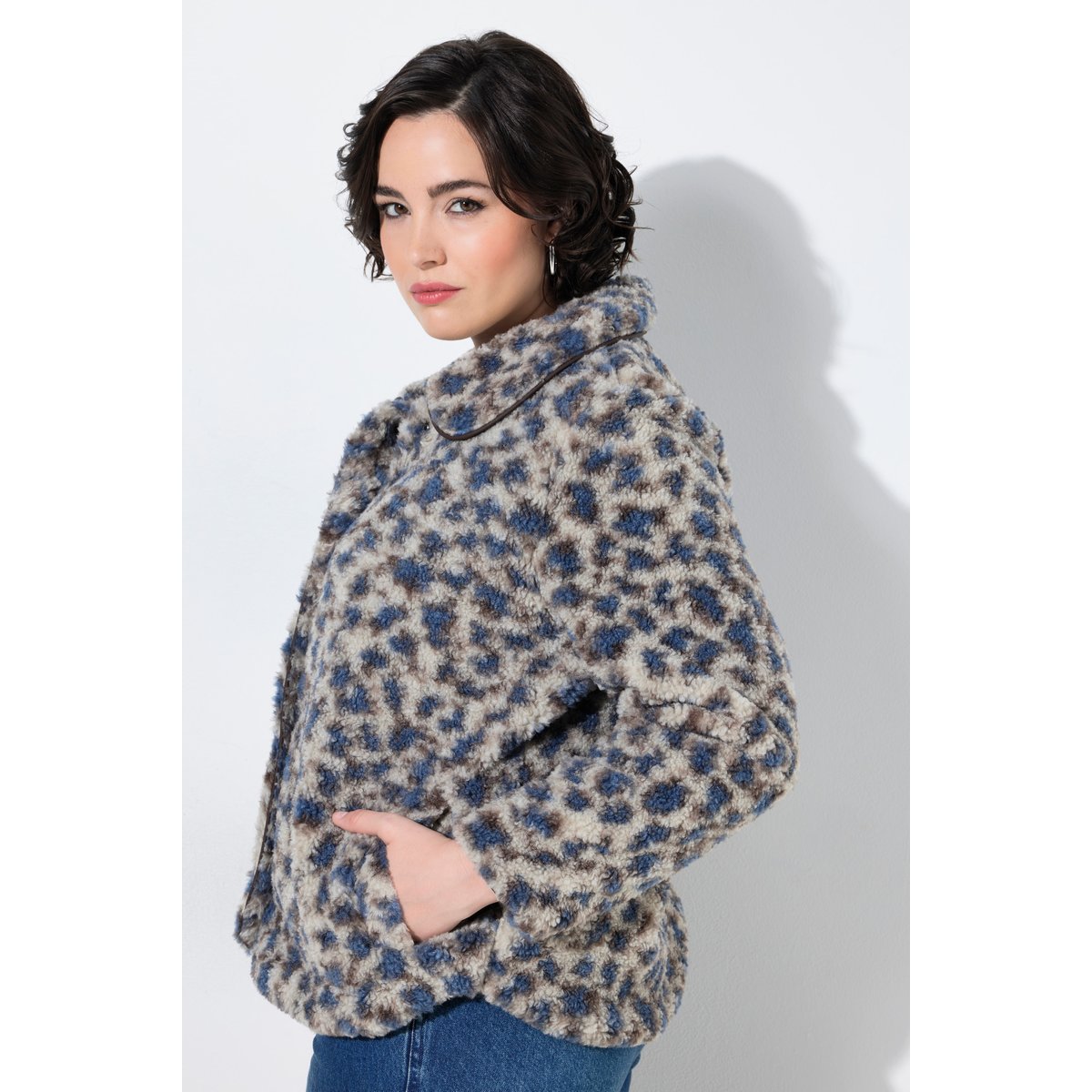 Veste en polaire, motif léopard gris, ULLA POPKEN