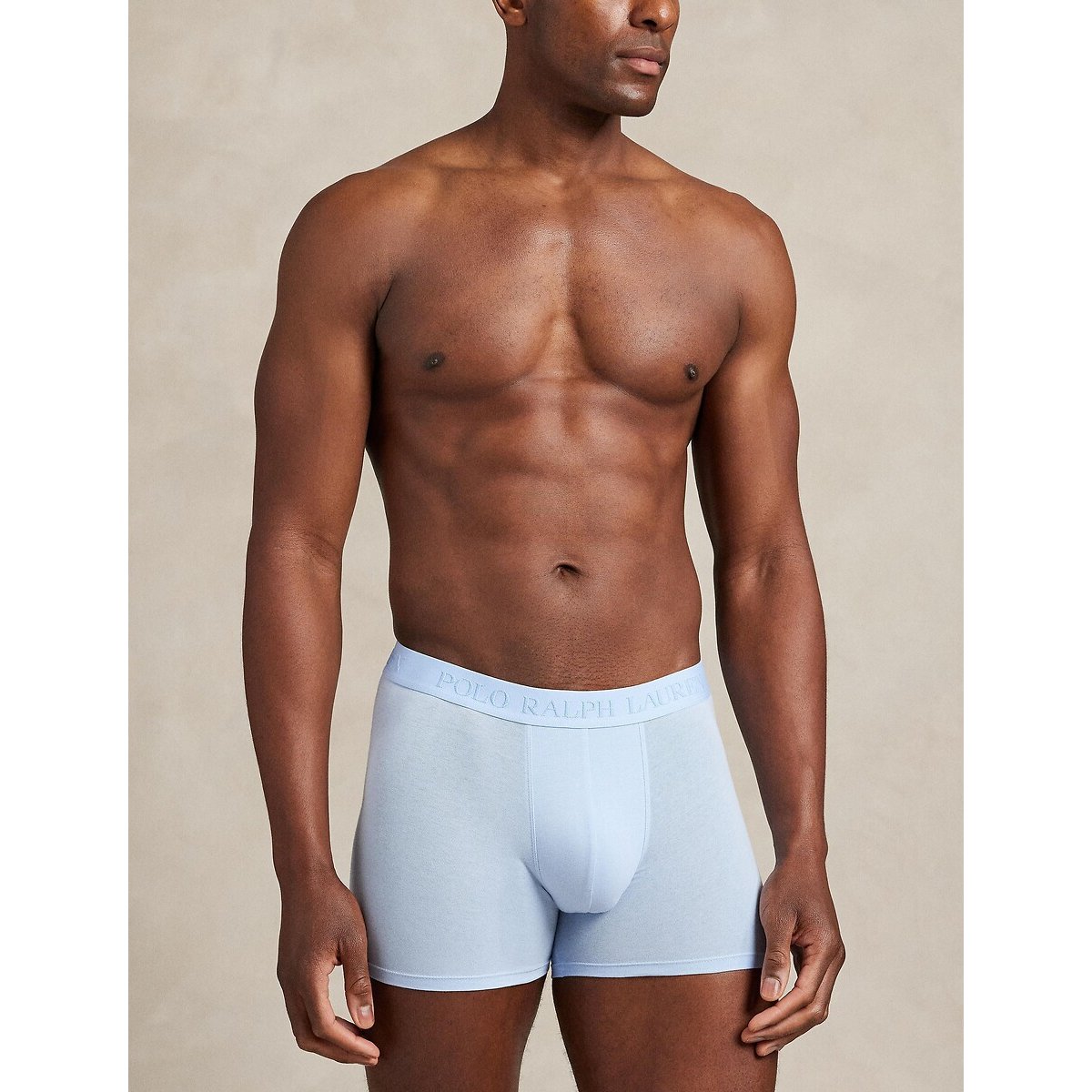 Lot de 3 slips boxers coton stretch bleu marine + bleu + bleu ciel, POLO RALPH LAUREN