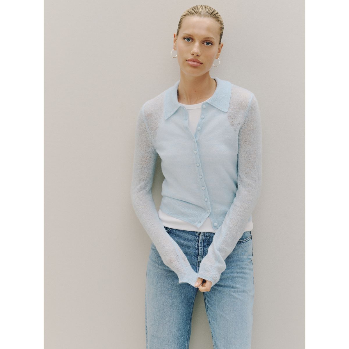 Chemise en maille transparente bleu clair, NEXT